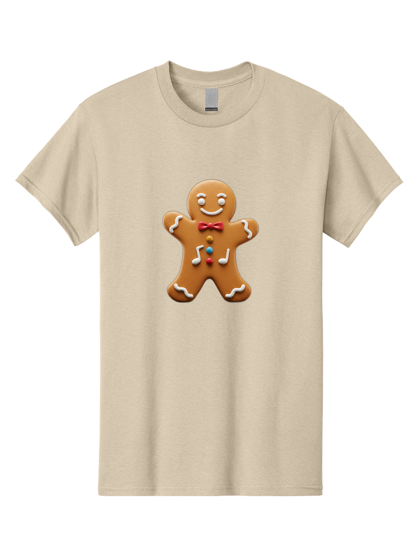 Gingerbread-Man-16 Men'S Graphic Tee, 100% Cotton, Comfortable Casual Summer Wear, Machine Washable, Gingerbread Man, Holiday Treat, Festive Cookie, Christmas Baking, Sweet Decoration, Icing Details, Candy Buttons, Red Bow Tie, White Icing Bab948 4