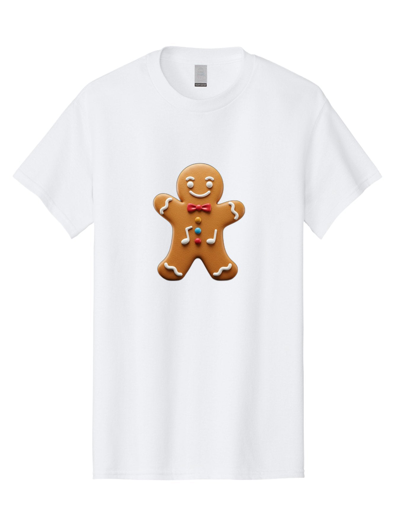 Gingerbread-Man-16 Men'S Graphic Tee, 100% Cotton, Comfortable Casual Summer Wear, Machine Washable, Gingerbread Man, Holiday Treat, Festive Cookie, Christmas Baking, Sweet Decoration, Icing Details, Candy Buttons, Red Bow Tie, White Icing Bab948 4