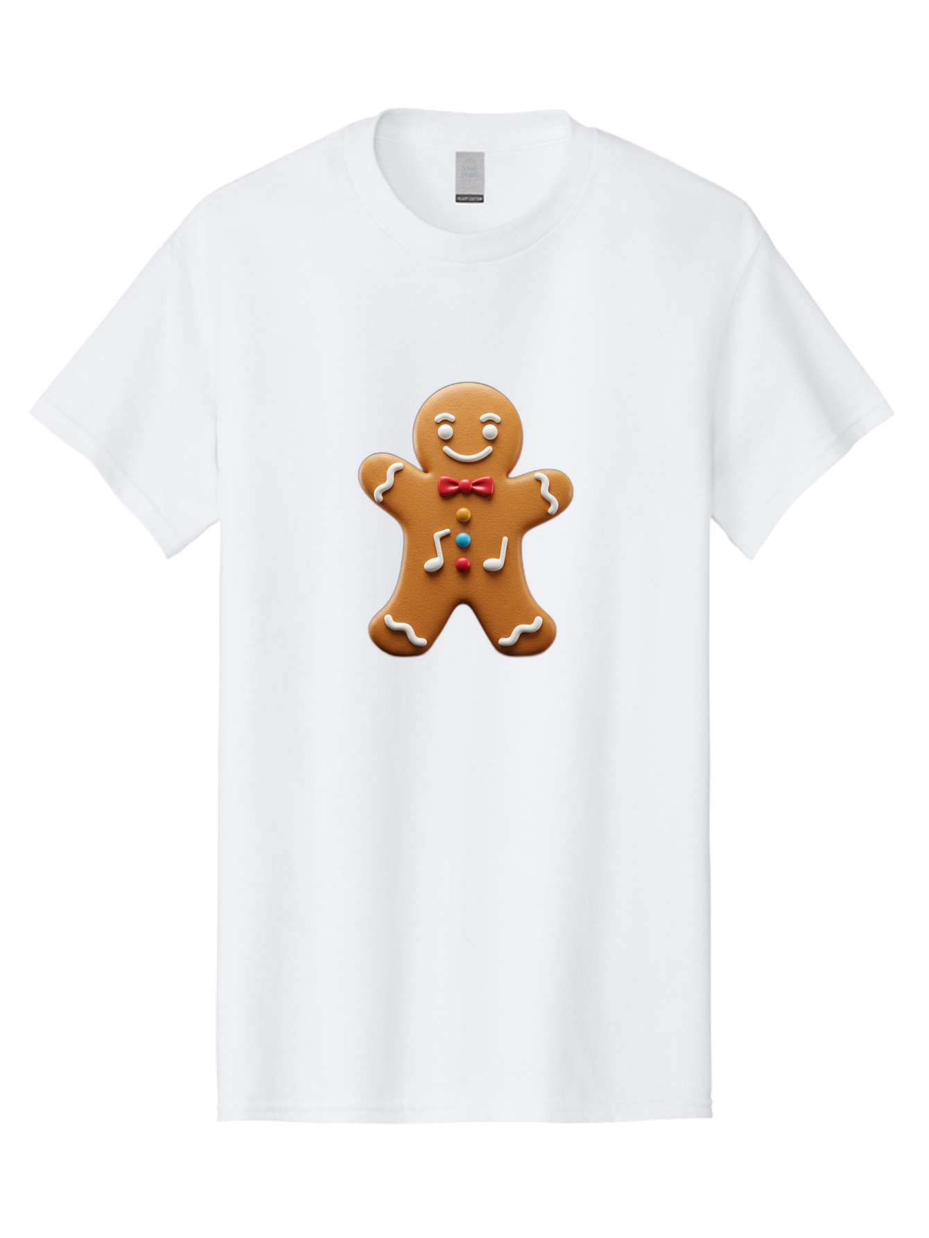 Gingerbread-Man-16 Men'S Graphic Tee, 100% Cotton, Comfortable Casual Summer Wear, Machine Washable, Gingerbread Man, Holiday Treat, Festive Cookie, Christmas Baking, Sweet Decoration, Icing Details, Candy Buttons, Red Bow Tie, White Icing Bab948 12