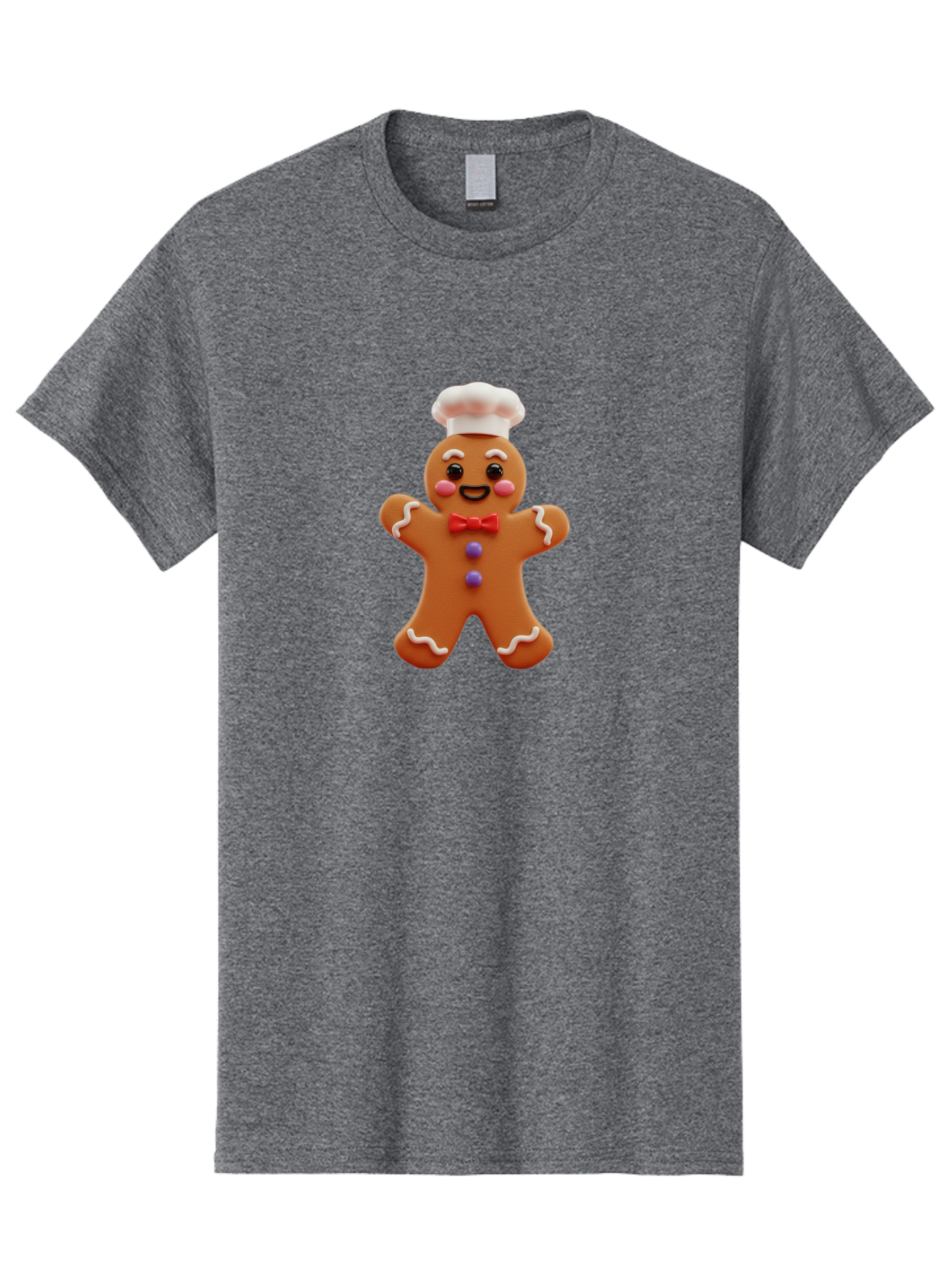 Gingerbread-Man-2 Men'S Graphic Tee, 100% Cotton, Comfortable Casual Summer Wear, Machine Washable, Gingerbread Man, Holiday Treat, Baking Delight, Festive Dessert, Red Bow Tie, Chef'S Hat, Sweet Character, Christmas Cookie Bab950 5