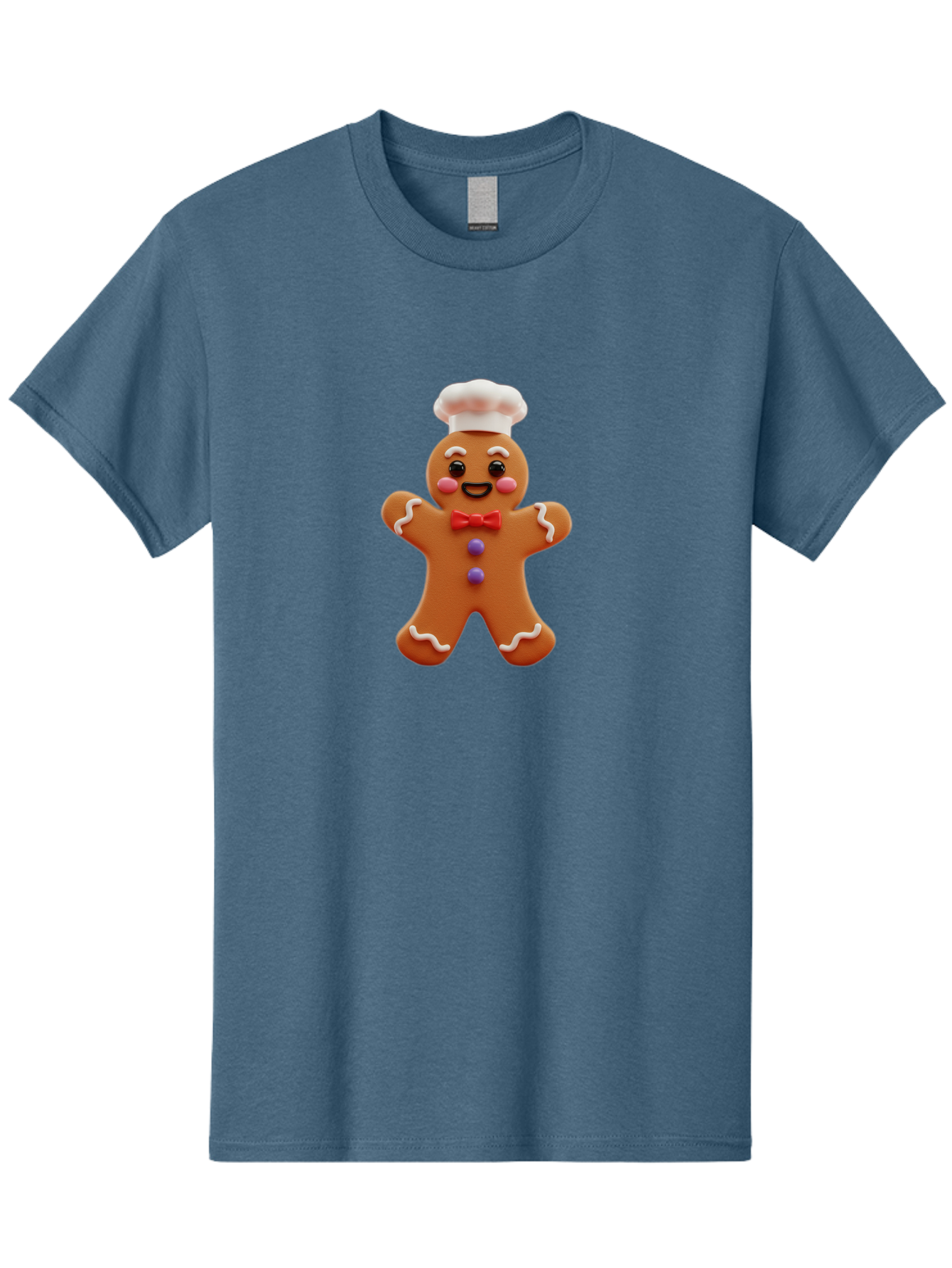 Gingerbread-Man-2 Men'S Graphic Tee, 100% Cotton, Comfortable Casual Summer Wear, Machine Washable, Gingerbread Man, Holiday Treat, Baking Delight, Festive Dessert, Red Bow Tie, Chef'S Hat, Sweet Character, Christmas Cookie Bab950 3
