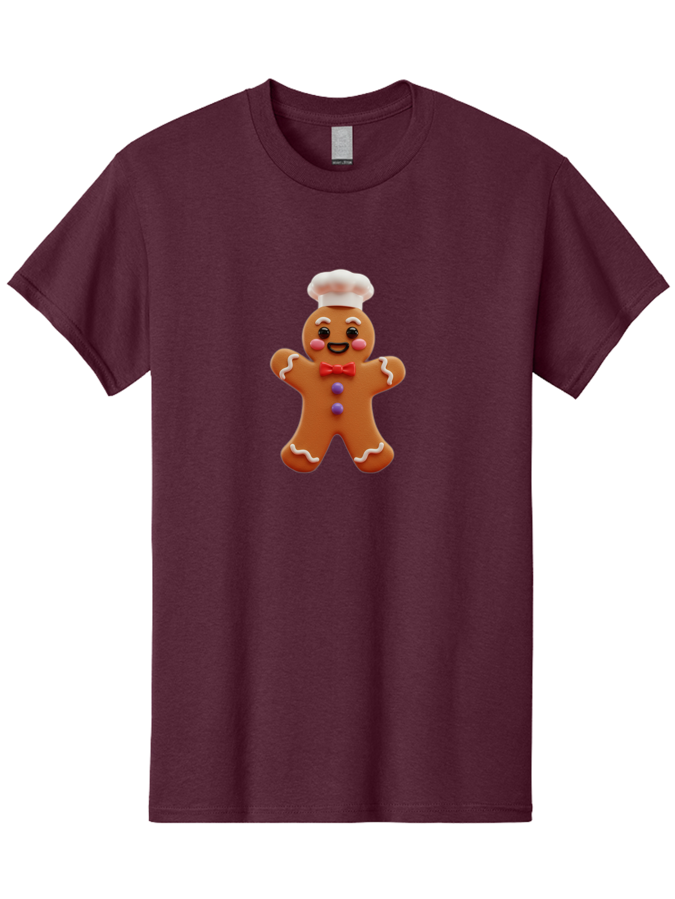 Gingerbread-Man-2 Men'S Graphic Tee, 100% Cotton, Comfortable Casual Summer Wear, Machine Washable, Gingerbread Man, Holiday Treat, Baking Delight, Festive Dessert, Red Bow Tie, Chef'S Hat, Sweet Character, Christmas Cookie Bab950 13