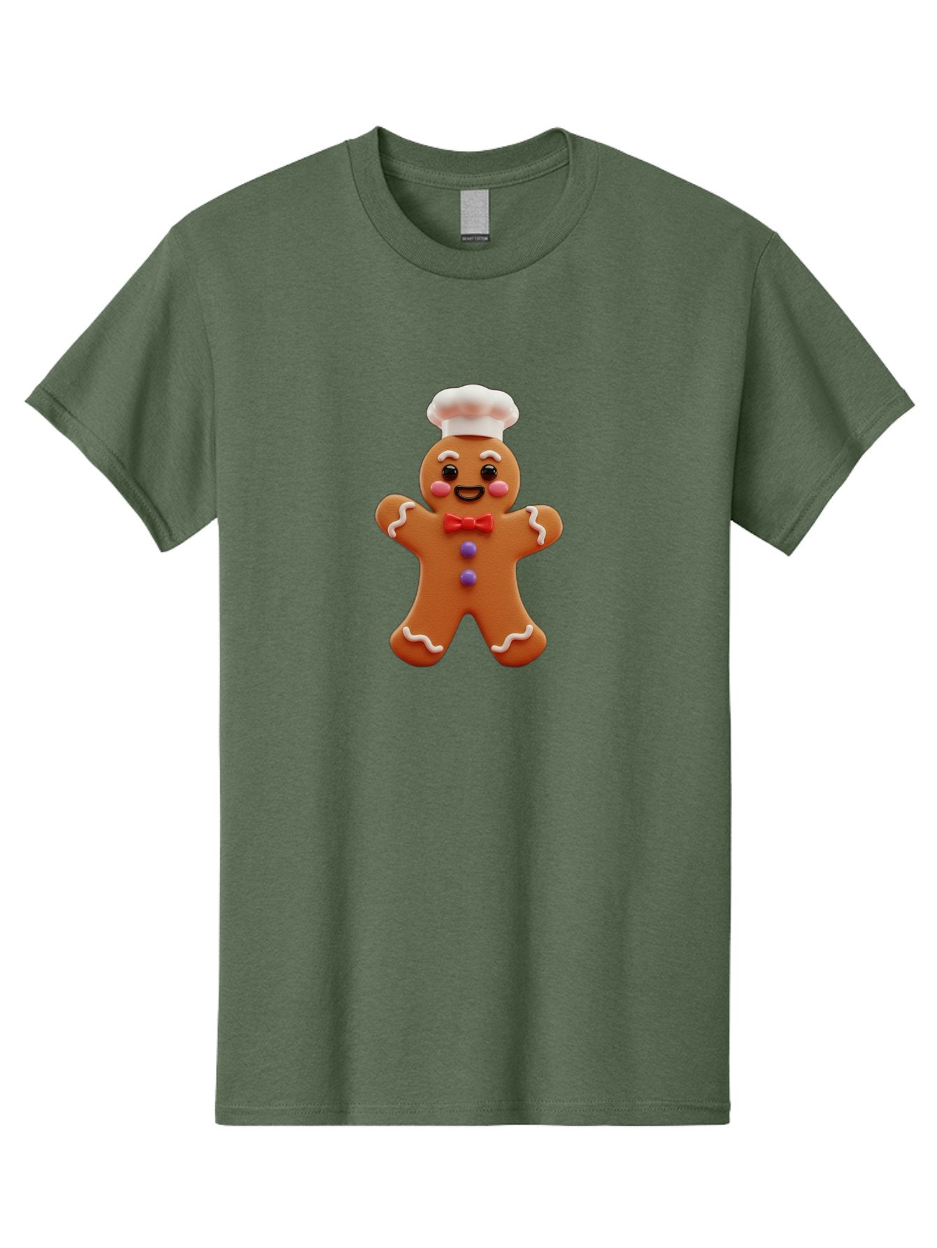 Gingerbread-Man-2 Men'S Graphic Tee, 100% Cotton, Comfortable Casual Summer Wear, Machine Washable, Gingerbread Man, Holiday Treat, Baking Delight, Festive Dessert, Red Bow Tie, Chef'S Hat, Sweet Character, Christmas Cookie Bab950