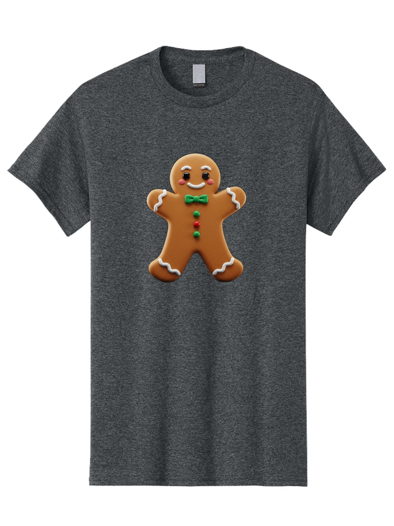 Gingerbread-Man-3 Men'S Graphic Tee, 100% Cotton, Comfortable Casual Summer Wear, Machine Washable, Gingerbread Man, Festive Treat, Christmas Cookie, Holiday Baking, Sugar Decoration, Icing Details, Animated Character, Cartoon Style, Bab951 3