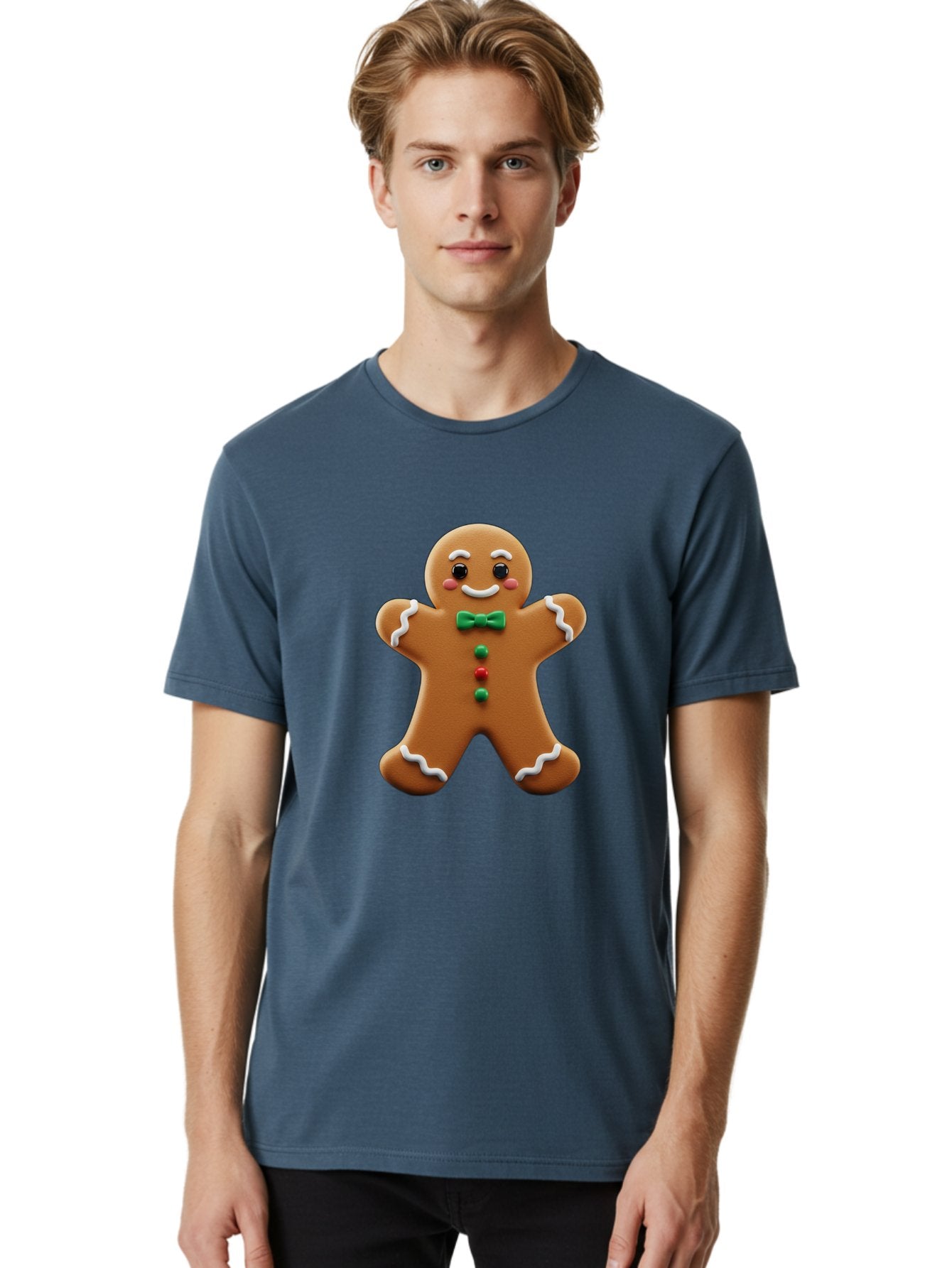 Gingerbread-Man-3 Men'S Graphic Tee, 100% Cotton, Comfortable Casual Summer Wear, Machine Washable, Gingerbread Man, Festive Treat, Christmas Cookie, Holiday Baking, Sugar Decoration, Icing Details, Animated Character, Cartoon Style, Bab951 28