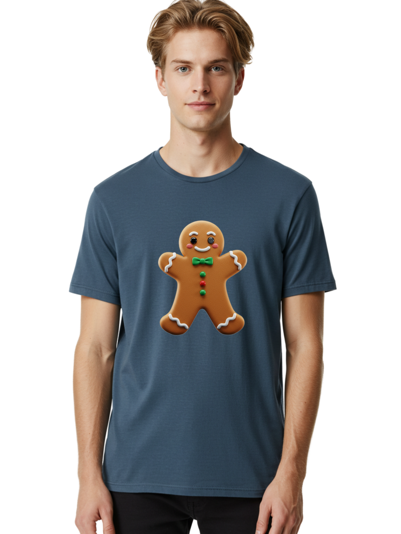 Gingerbread-Man-3 Men'S Graphic Tee, 100% Cotton, Comfortable Casual Summer Wear, Machine Washable, Gingerbread Man, Festive Treat, Christmas Cookie, Holiday Baking, Sugar Decoration, Icing Details, Animated Character, Cartoon Style, Bab951 18