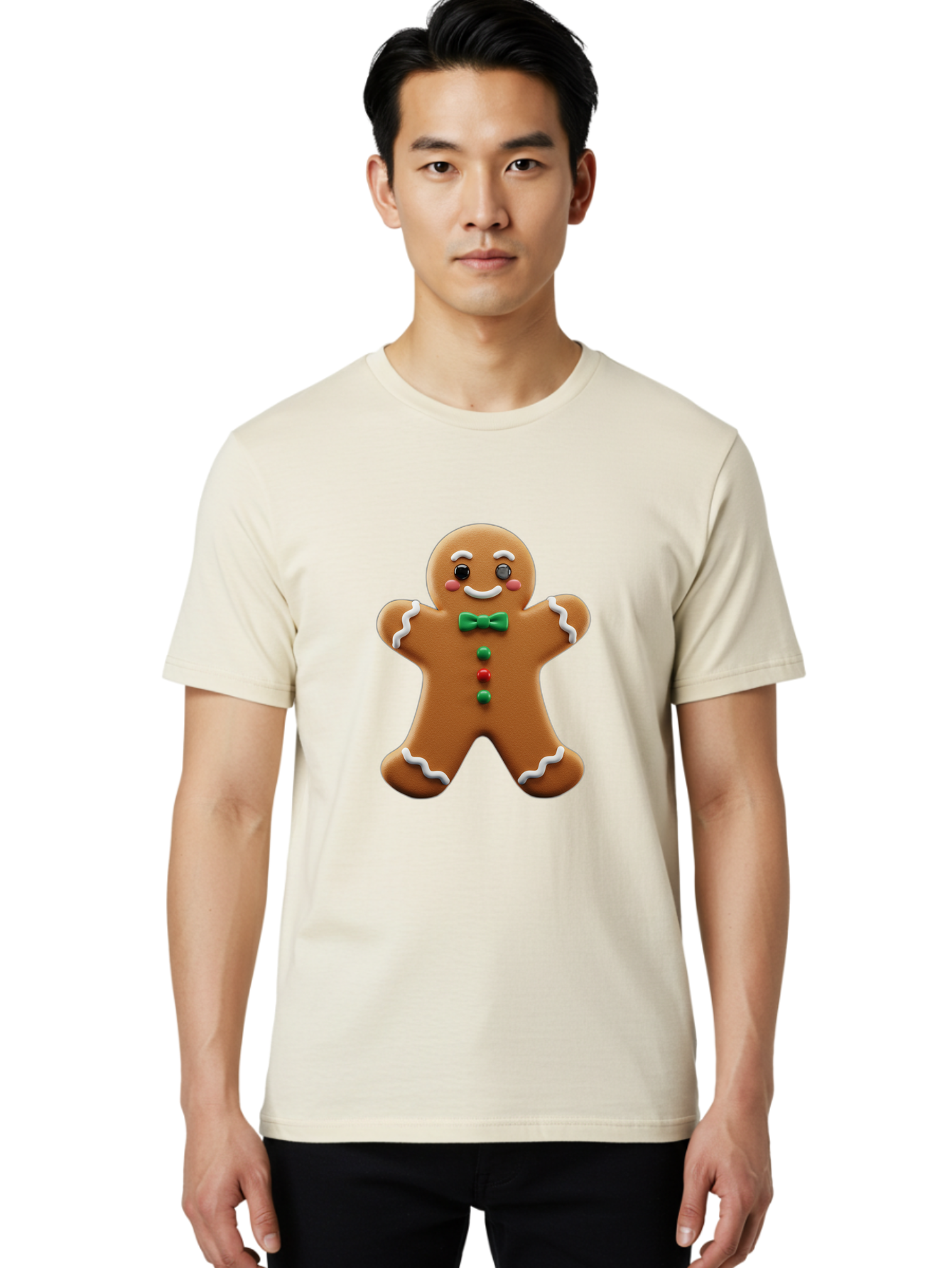Gingerbread-Man-3 Men'S Graphic Tee, 100% Cotton, Comfortable Casual Summer Wear, Machine Washable, Gingerbread Man, Festive Treat, Christmas Cookie, Holiday Baking, Sugar Decoration, Icing Details, Animated Character, Cartoon Style, Bab951 17