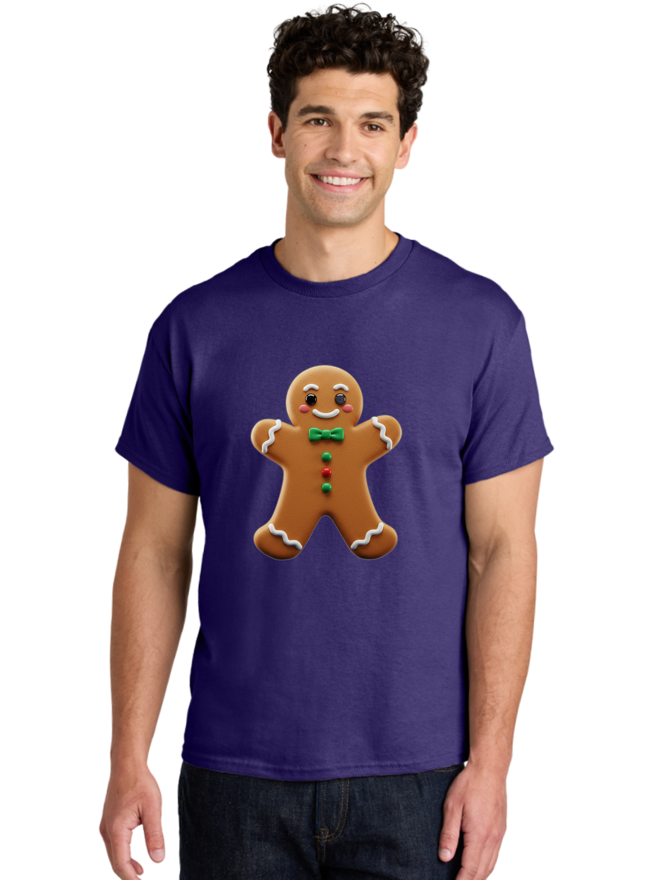 Gingerbread-Man-3 Men'S Graphic Tee, 100% Cotton, Comfortable Casual Summer Wear, Machine Washable, Gingerbread Man, Festive Treat, Christmas Cookie, Holiday Baking, Sugar Decoration, Icing Details, Animated Character, Cartoon Style, Bab951 23