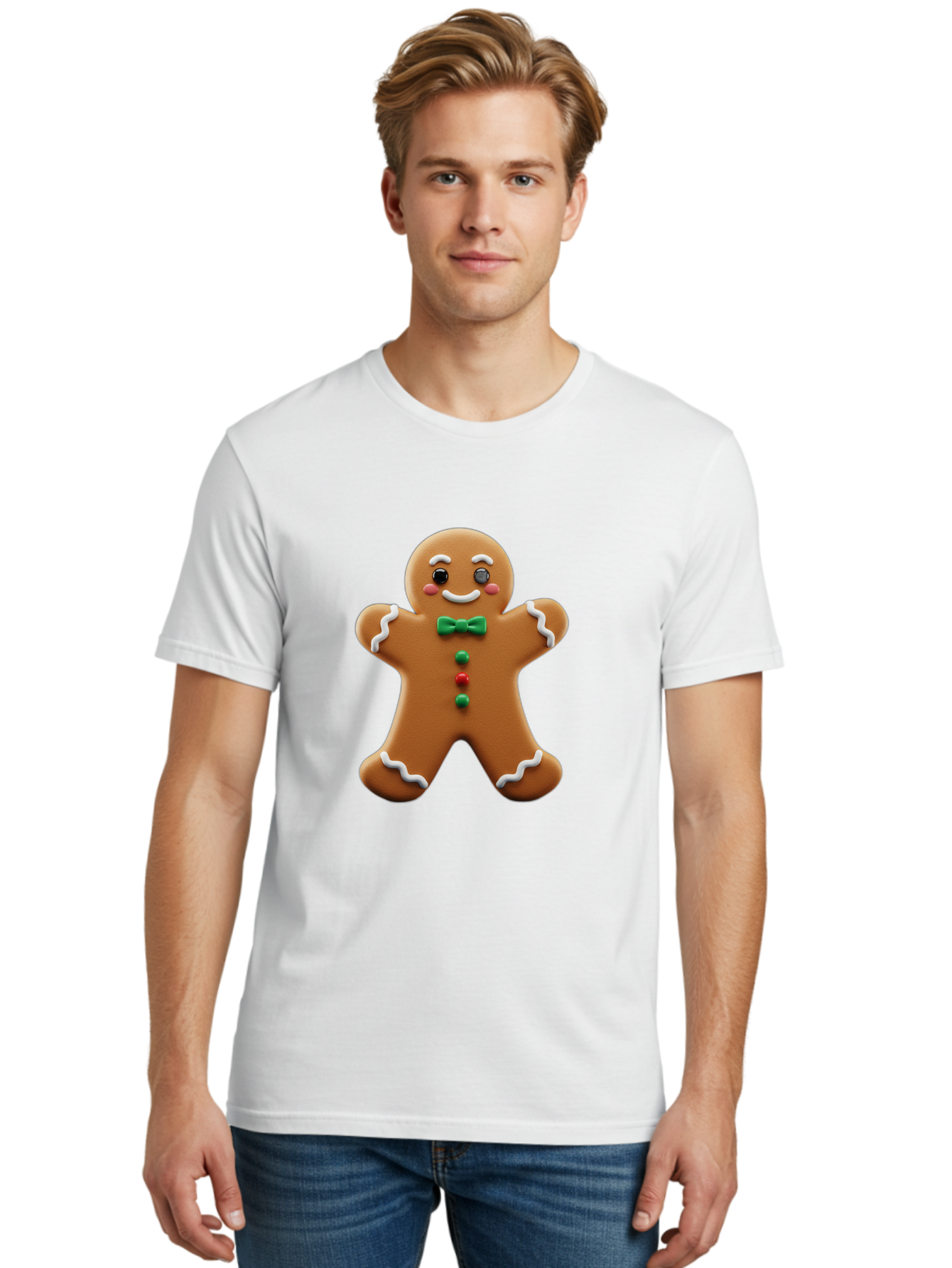 Gingerbread-Man-3 Men'S Graphic Tee, 100% Cotton, Comfortable Casual Summer Wear, Machine Washable, Gingerbread Man, Festive Treat, Christmas Cookie, Holiday Baking, Sugar Decoration, Icing Details, Animated Character, Cartoon Style, Bab951 26