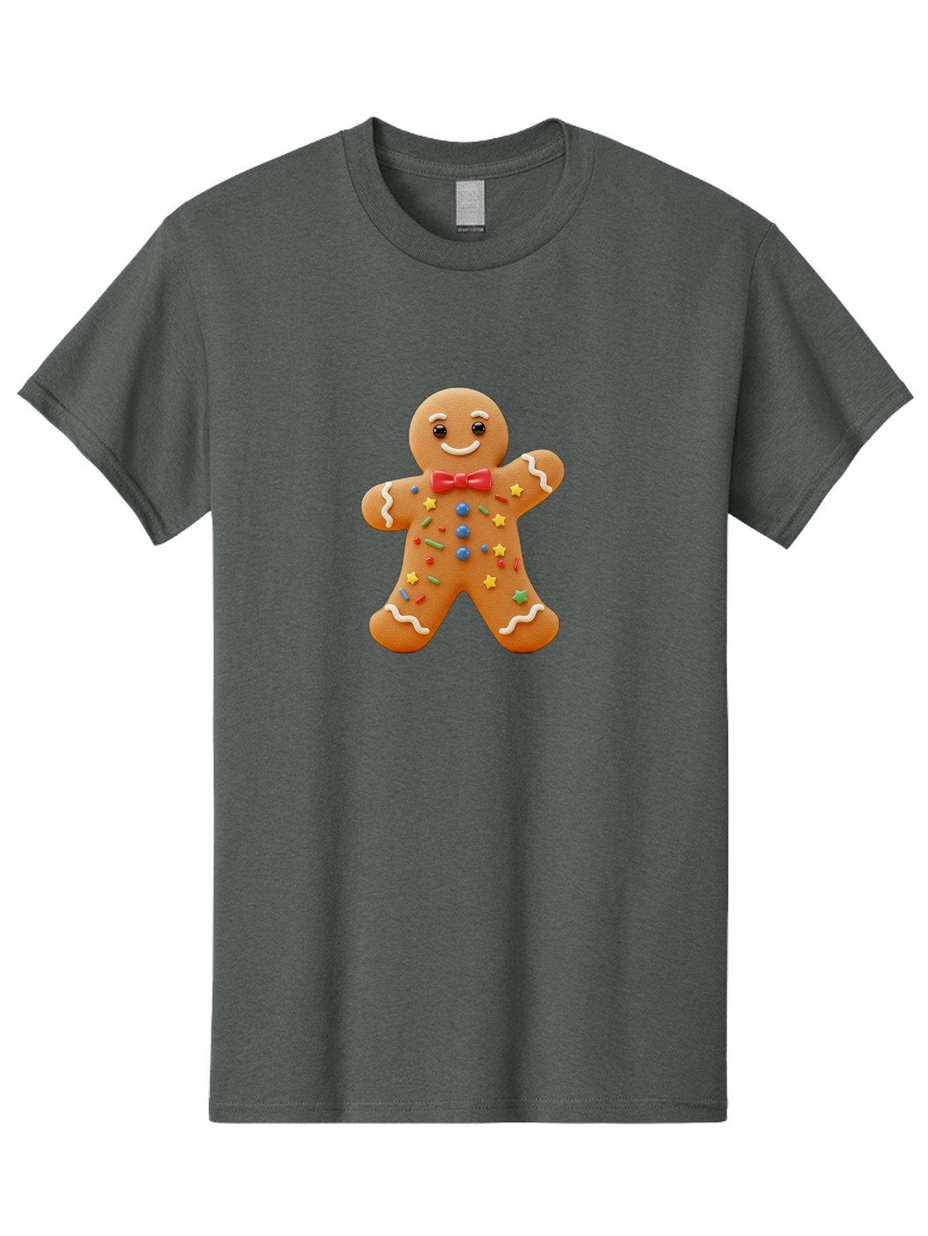 Gingerbread-Man-4 Men'S Graphic Tee, 100% Cotton, Comfortable Casual Summer Wear, Machine Washable, Gingerbread Man, Festive Treat, Holiday Cookie, Icing Decorations, Colorful Sprinkles, Red Bow Tie, Cartoon Character, Sweet Delight, Baking, Bab952 13