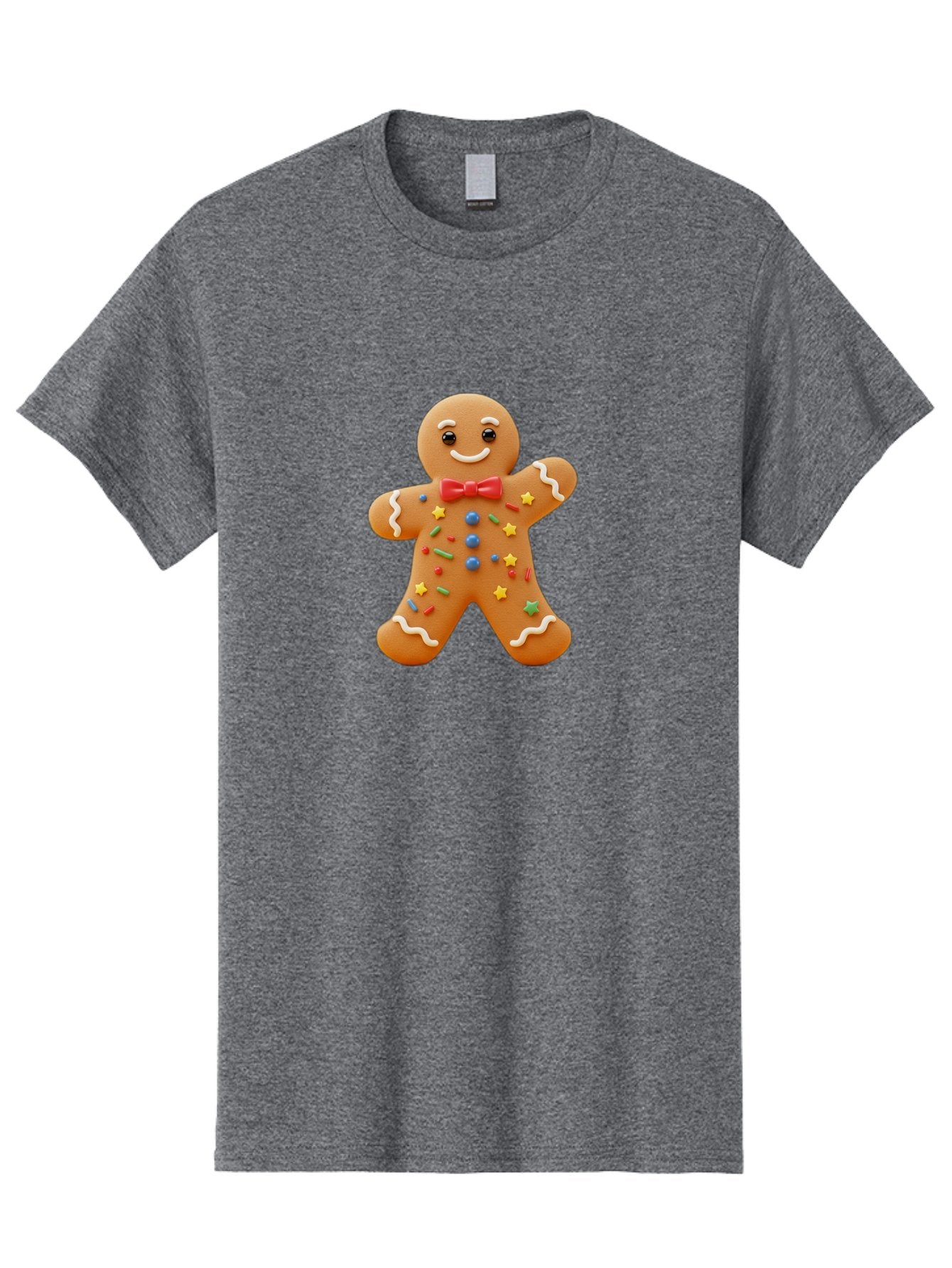 Gingerbread-Man-4 Men'S Graphic Tee, 100% Cotton, Comfortable Casual Summer Wear, Machine Washable, Gingerbread Man, Festive Treat, Holiday Cookie, Icing Decorations, Colorful Sprinkles, Red Bow Tie, Cartoon Character, Sweet Delight, Baking, Bab952 8