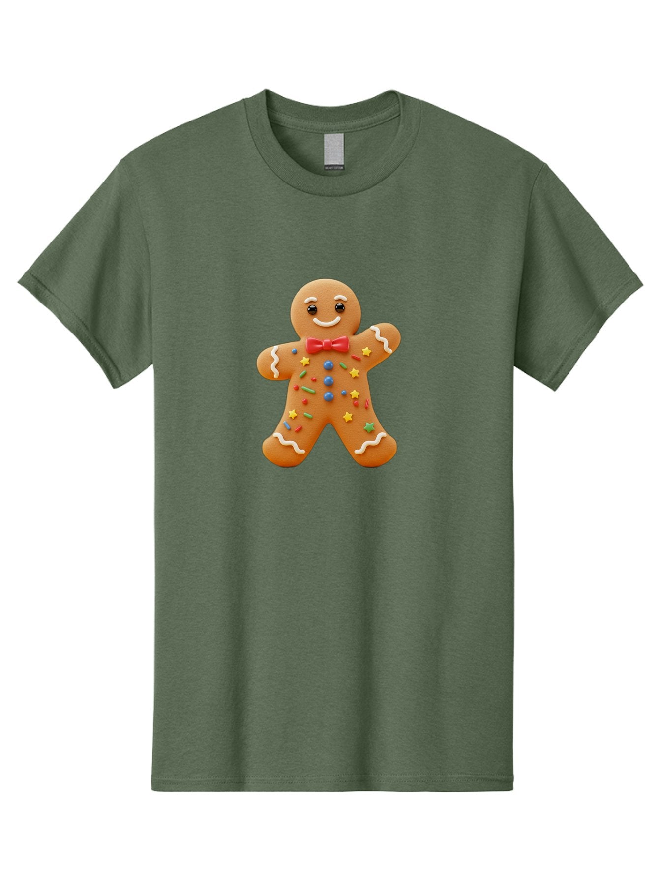 Gingerbread-Man-4 Men'S Graphic Tee, 100% Cotton, Comfortable Casual Summer Wear, Machine Washable, Gingerbread Man, Festive Treat, Holiday Cookie, Icing Decorations, Colorful Sprinkles, Red Bow Tie, Cartoon Character, Sweet Delight, Baking, Bab952 10