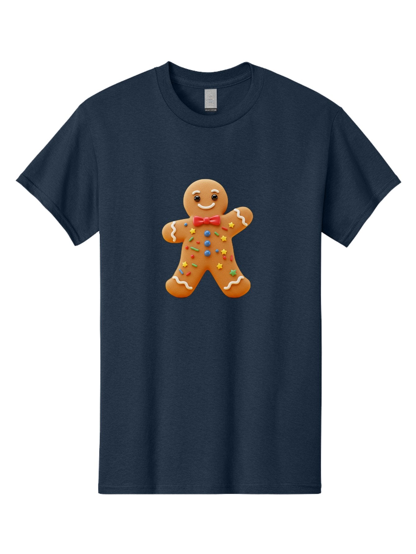 Gingerbread-Man-4 Men'S Graphic Tee, 100% Cotton, Comfortable Casual Summer Wear, Machine Washable, Gingerbread Man, Festive Treat, Holiday Cookie, Icing Decorations, Colorful Sprinkles, Red Bow Tie, Cartoon Character, Sweet Delight, Baking, Bab952 6