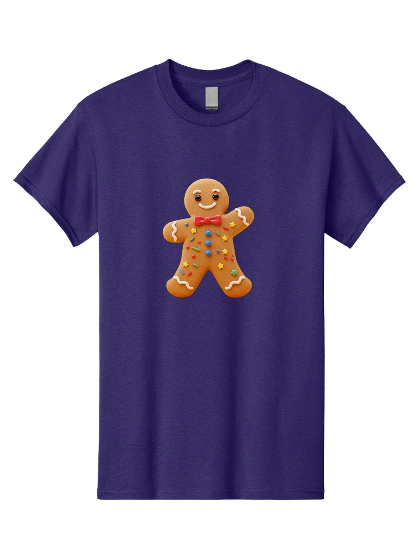 Gingerbread-Man-4 Men'S Graphic Tee, 100% Cotton, Comfortable Casual Summer Wear, Machine Washable, Gingerbread Man, Festive Treat, Holiday Cookie, Icing Decorations, Colorful Sprinkles, Red Bow Tie, Cartoon Character, Sweet Delight, Baking, Bab952 15