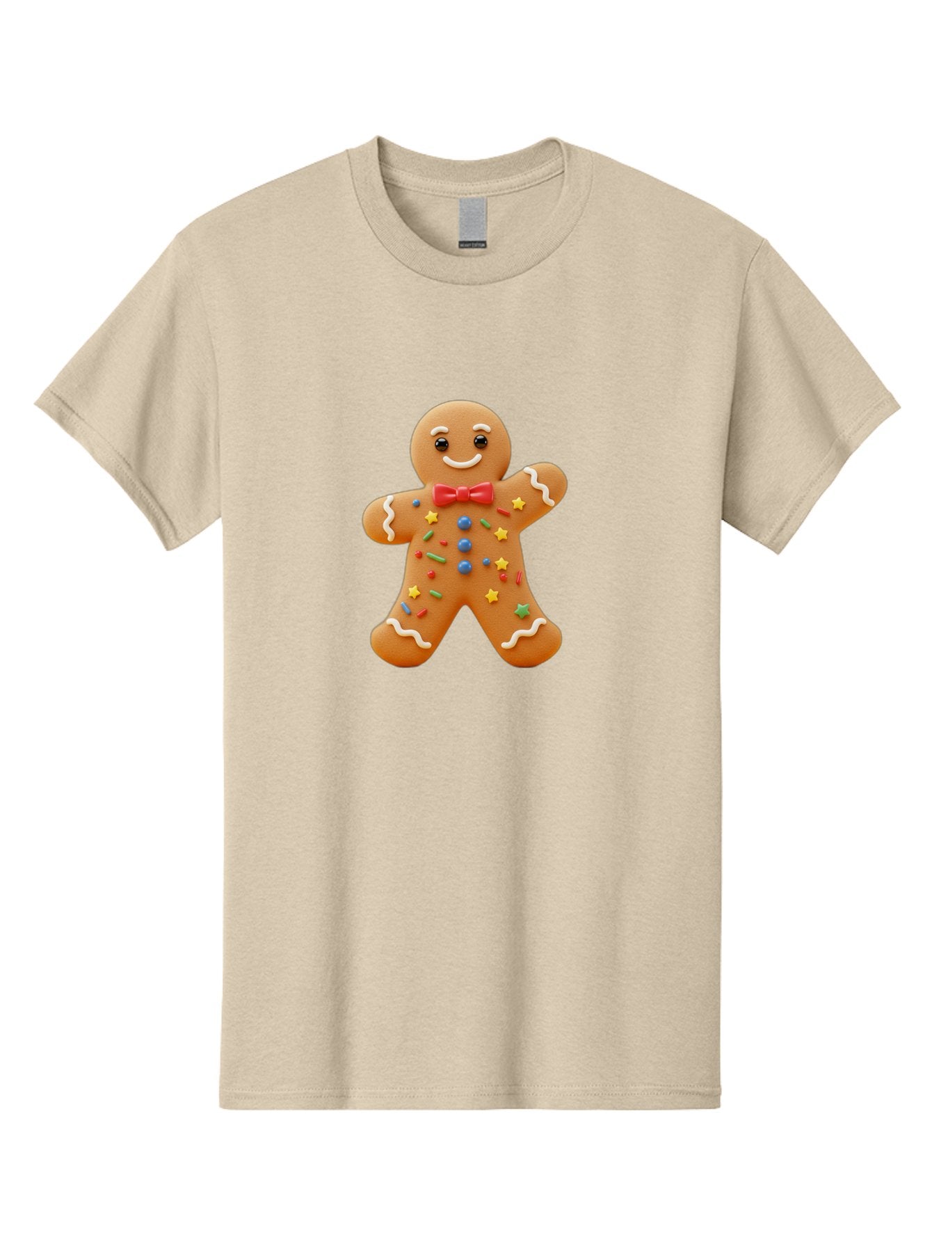 Gingerbread-Man-4 Men'S Graphic Tee, 100% Cotton, Comfortable Casual Summer Wear, Machine Washable, Gingerbread Man, Festive Treat, Holiday Cookie, Icing Decorations, Colorful Sprinkles, Red Bow Tie, Cartoon Character, Sweet Delight, Baking, Bab952 11