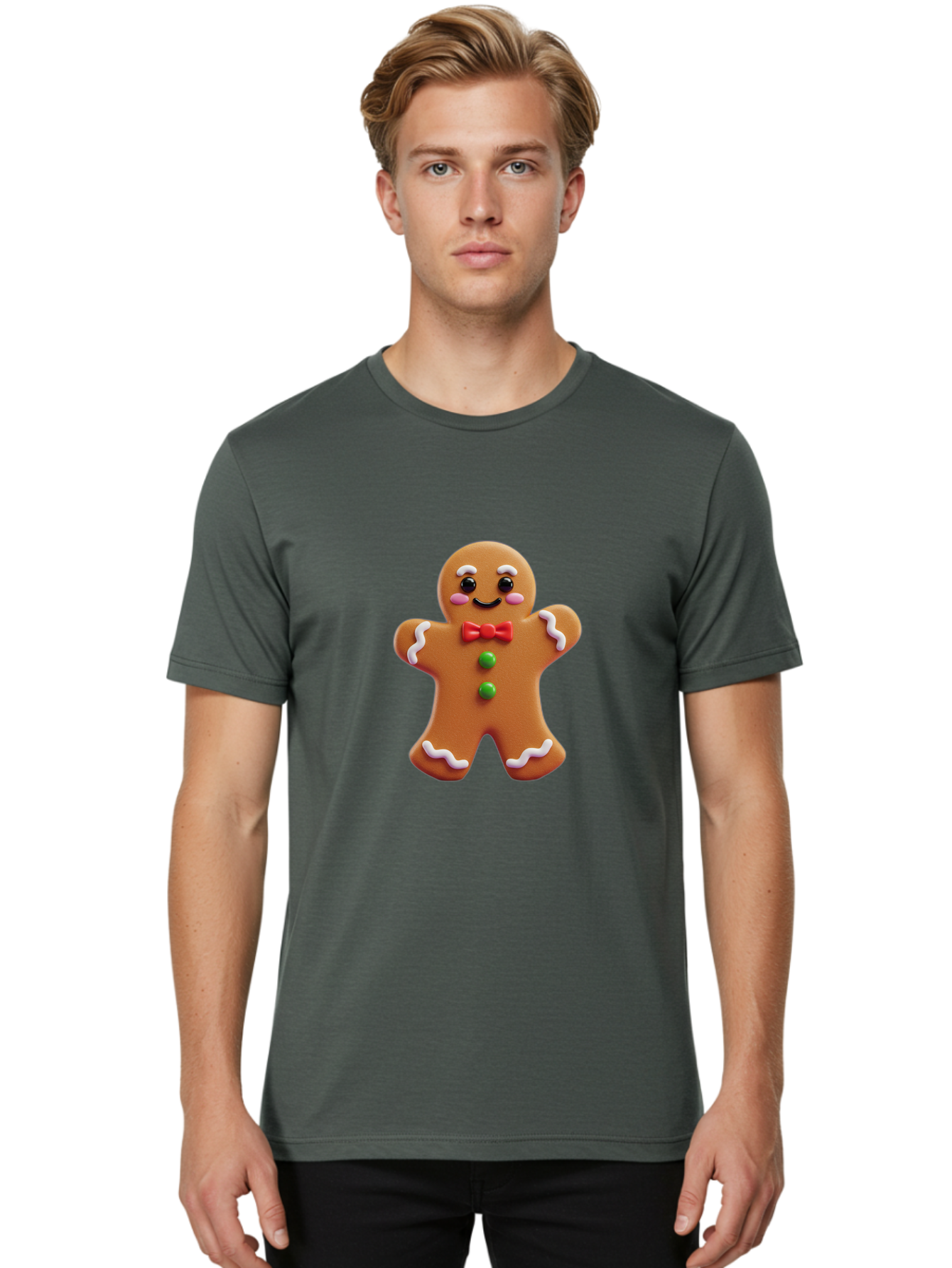 Gingerbread-Man-6 Men'S Graphic Tee, 100% Cotton, Comfortable Casual Summer Wear, Machine Washable, Gingerbread Man, Christmas Cookie, Holiday Treat, Sweet Decoration, Festive Dessert, Bakery Delight, Adorable Character Bab954 17