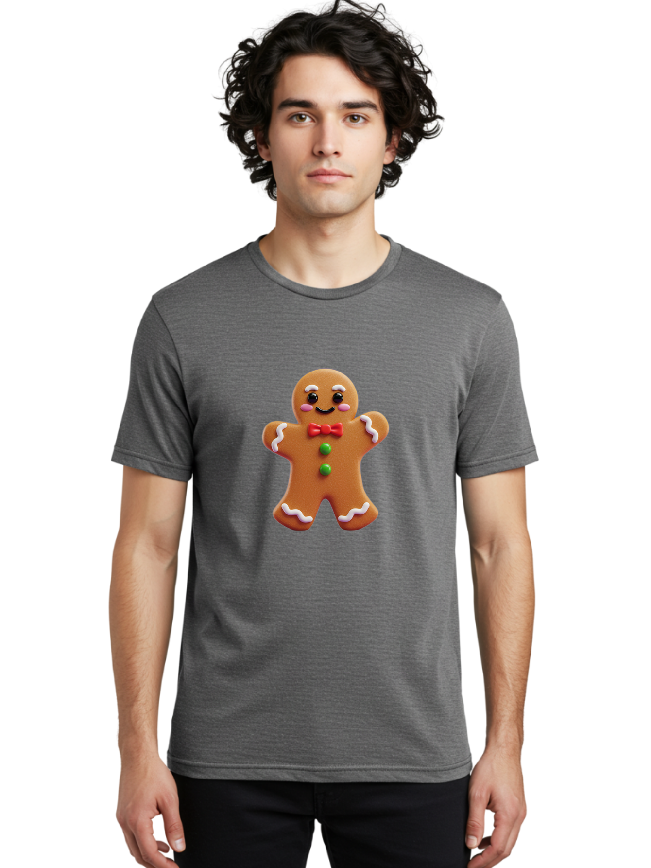 Gingerbread-Man-6 Men'S Graphic Tee, 100% Cotton, Comfortable Casual Summer Wear, Machine Washable, Gingerbread Man, Christmas Cookie, Holiday Treat, Sweet Decoration, Festive Dessert, Bakery Delight, Adorable Character Bab954 20