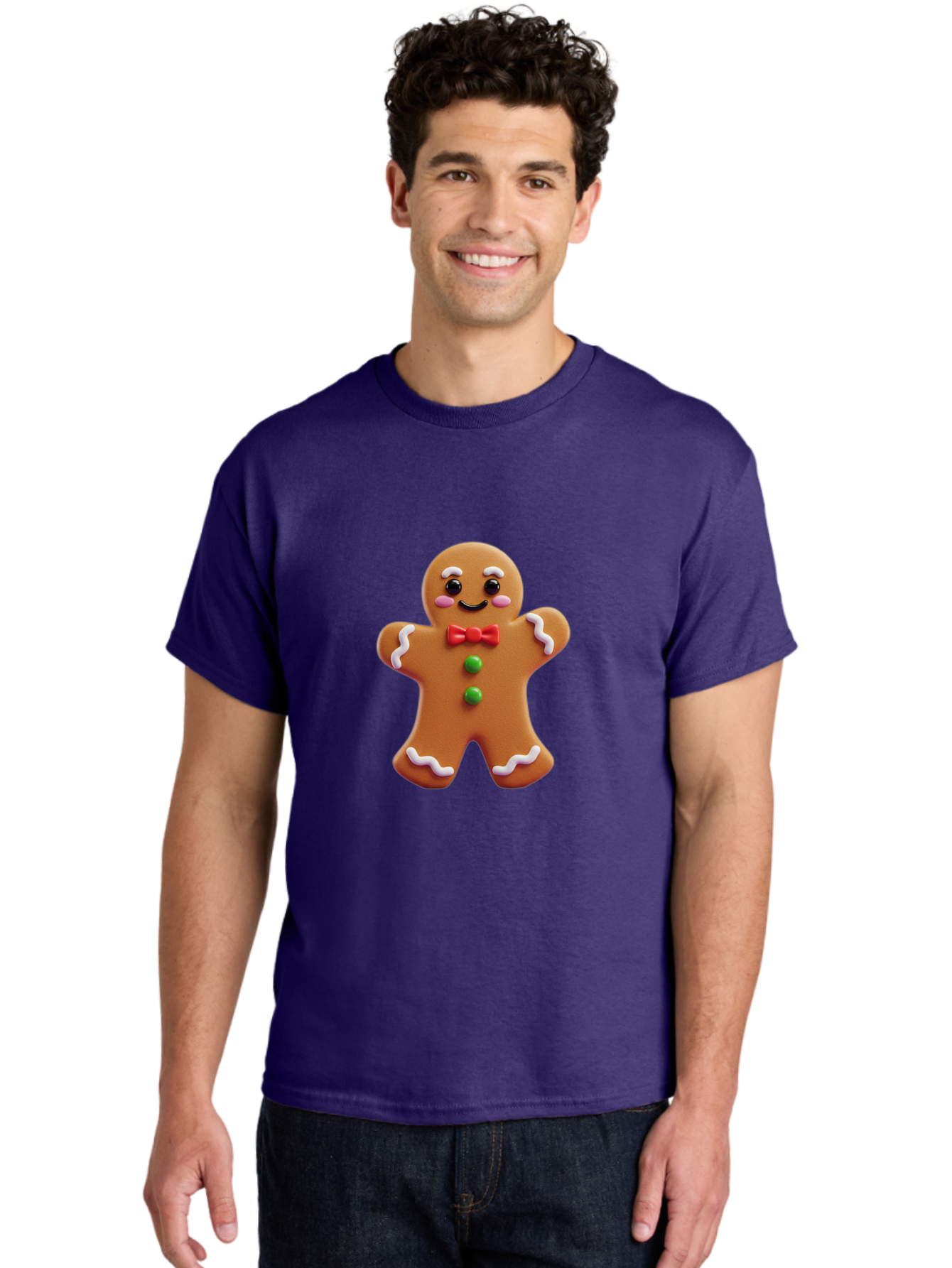 Gingerbread-Man-6 Men'S Graphic Tee, 100% Cotton, Comfortable Casual Summer Wear, Machine Washable, Gingerbread Man, Christmas Cookie, Holiday Treat, Sweet Decoration, Festive Dessert, Bakery Delight, Adorable Character Bab954 24