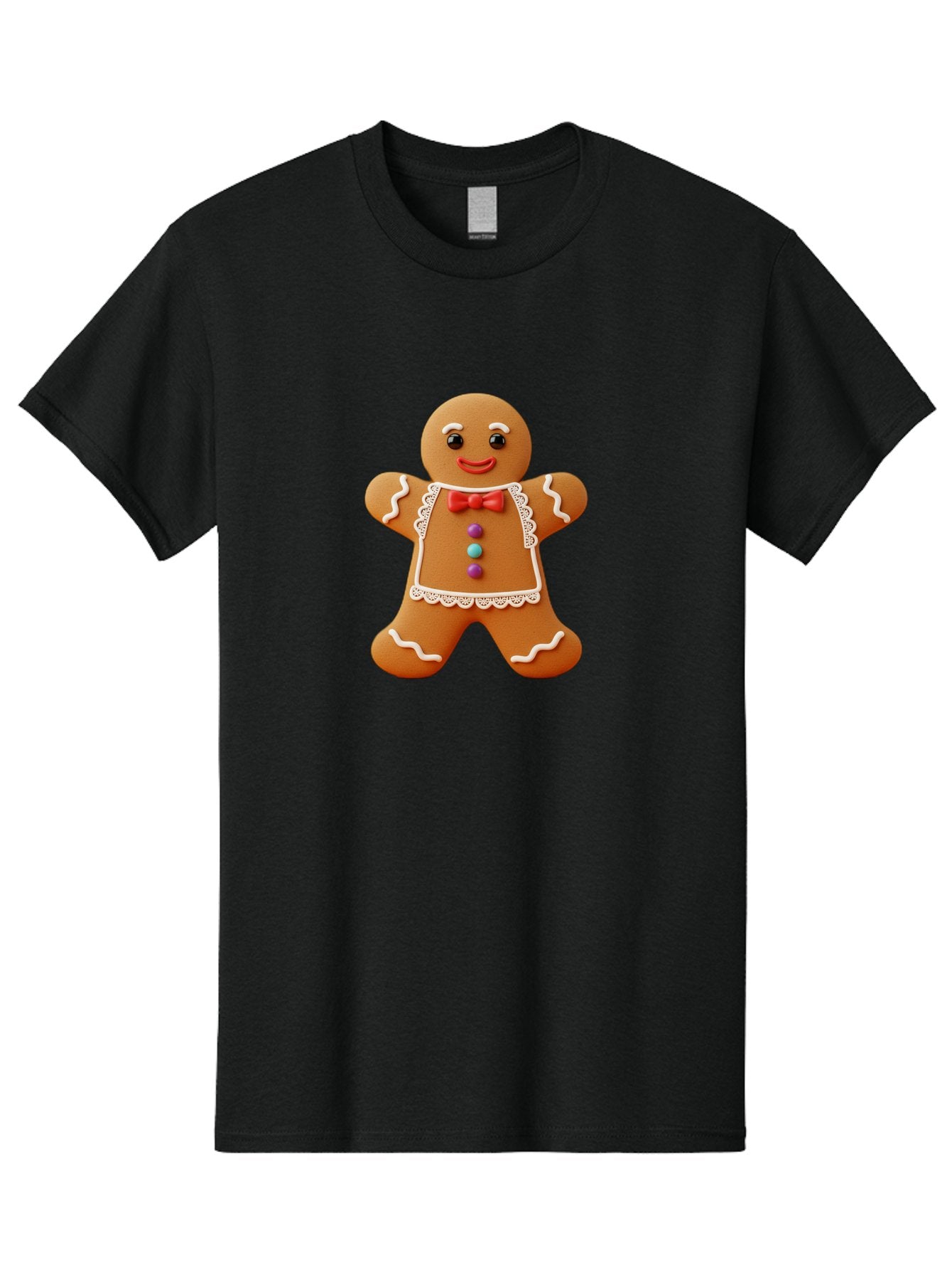 Gingerbread-Man-7 Men'S Graphic Tee, 100% Cotton, Comfortable Casual Summer Wear, Machine Washable, Gingerbread Man, Festive Holiday Treat, Sweet Cookie, Icing Details, Red Bow Tie, Colorful Candy Buttons, Cartoon Style, Whimsical Design, Bab955 15