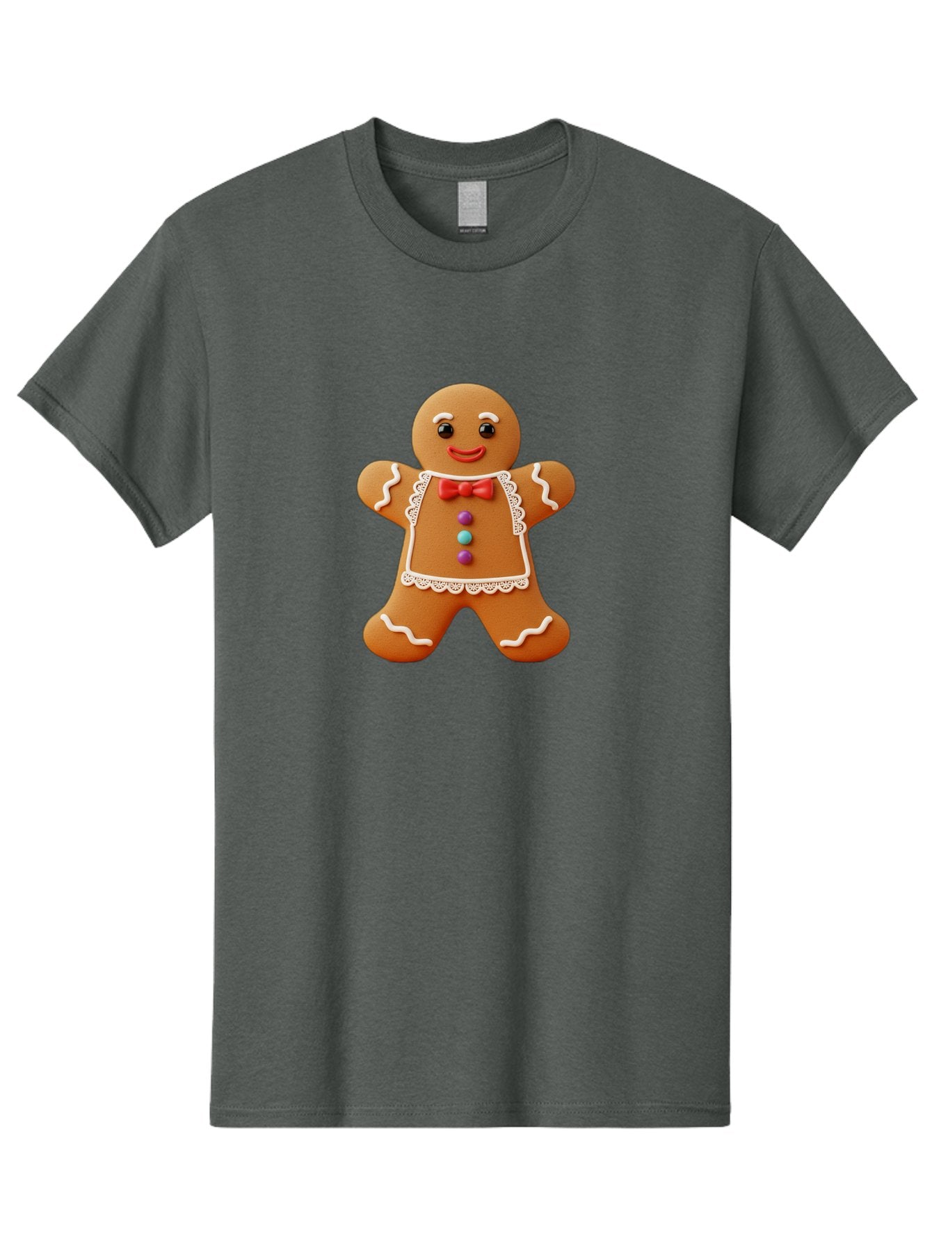 Gingerbread-Man-7 Men'S Graphic Tee, 100% Cotton, Comfortable Casual Summer Wear, Machine Washable, Gingerbread Man, Festive Holiday Treat, Sweet Cookie, Icing Details, Red Bow Tie, Colorful Candy Buttons, Cartoon Style, Whimsical Design, Bab955 14