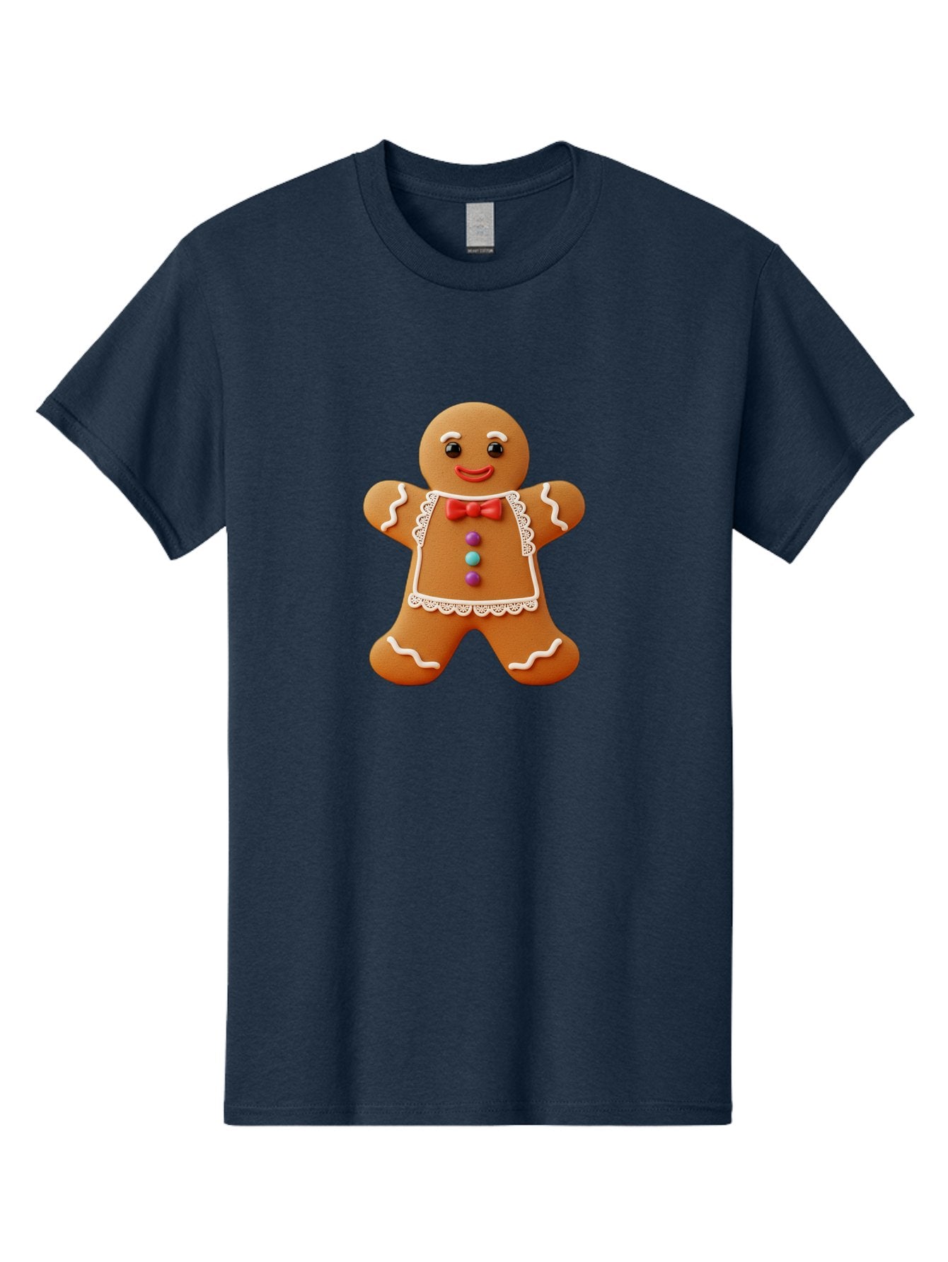 Gingerbread-Man-7 Men'S Graphic Tee, 100% Cotton, Comfortable Casual Summer Wear, Machine Washable, Gingerbread Man, Festive Holiday Treat, Sweet Cookie, Icing Details, Red Bow Tie, Colorful Candy Buttons, Cartoon Style, Whimsical Design, Bab955 8