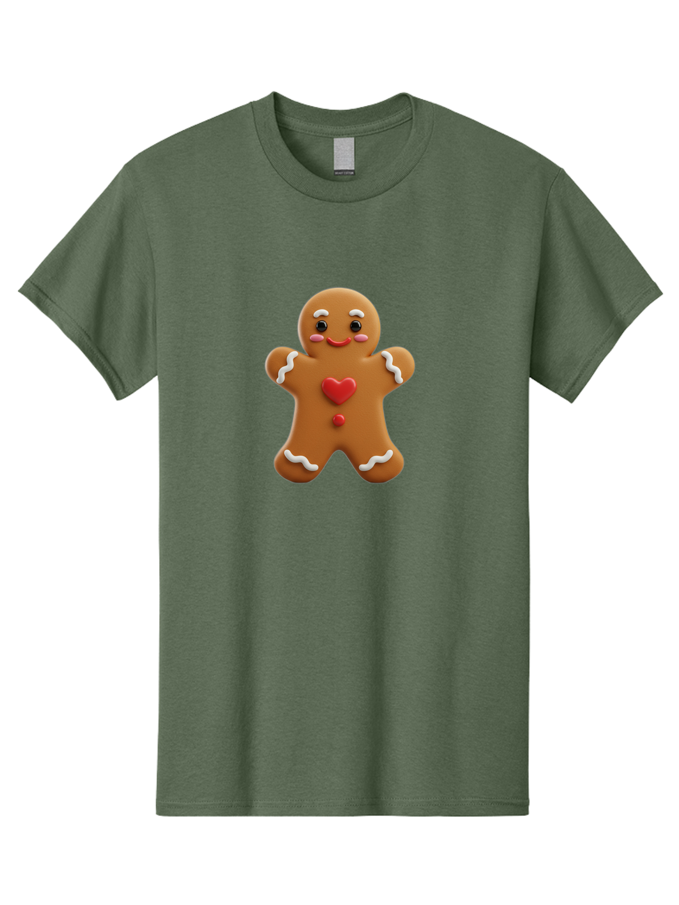 Gingerbread-Man-8 Men'S Graphic Tee, 100% Cotton, Comfortable Casual Summer Wear, Machine Washable, 3D Gingerbread Man, Festive Holiday Treat, Cartoon Character, White Icing Details, Red Heart Decoration, Sweet Indulgence, Christmas Cookie, Bab956 5