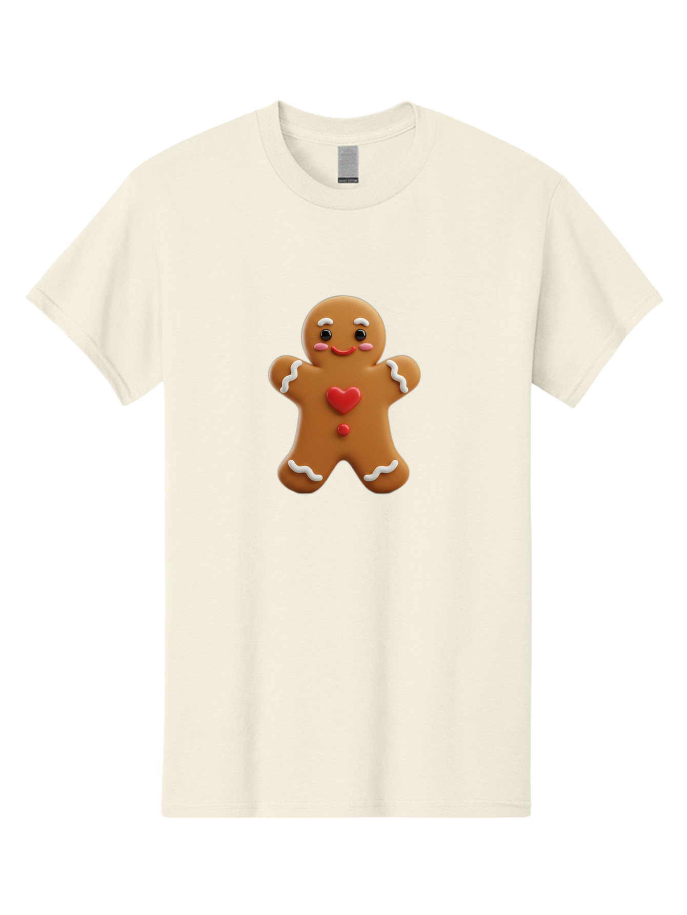 Gingerbread-Man-8 Men'S Graphic Tee, 100% Cotton, Comfortable Casual Summer Wear, Machine Washable, 3D Gingerbread Man, Festive Holiday Treat, Cartoon Character, White Icing Details, Red Heart Decoration, Sweet Indulgence, Christmas Cookie, Bab956 10