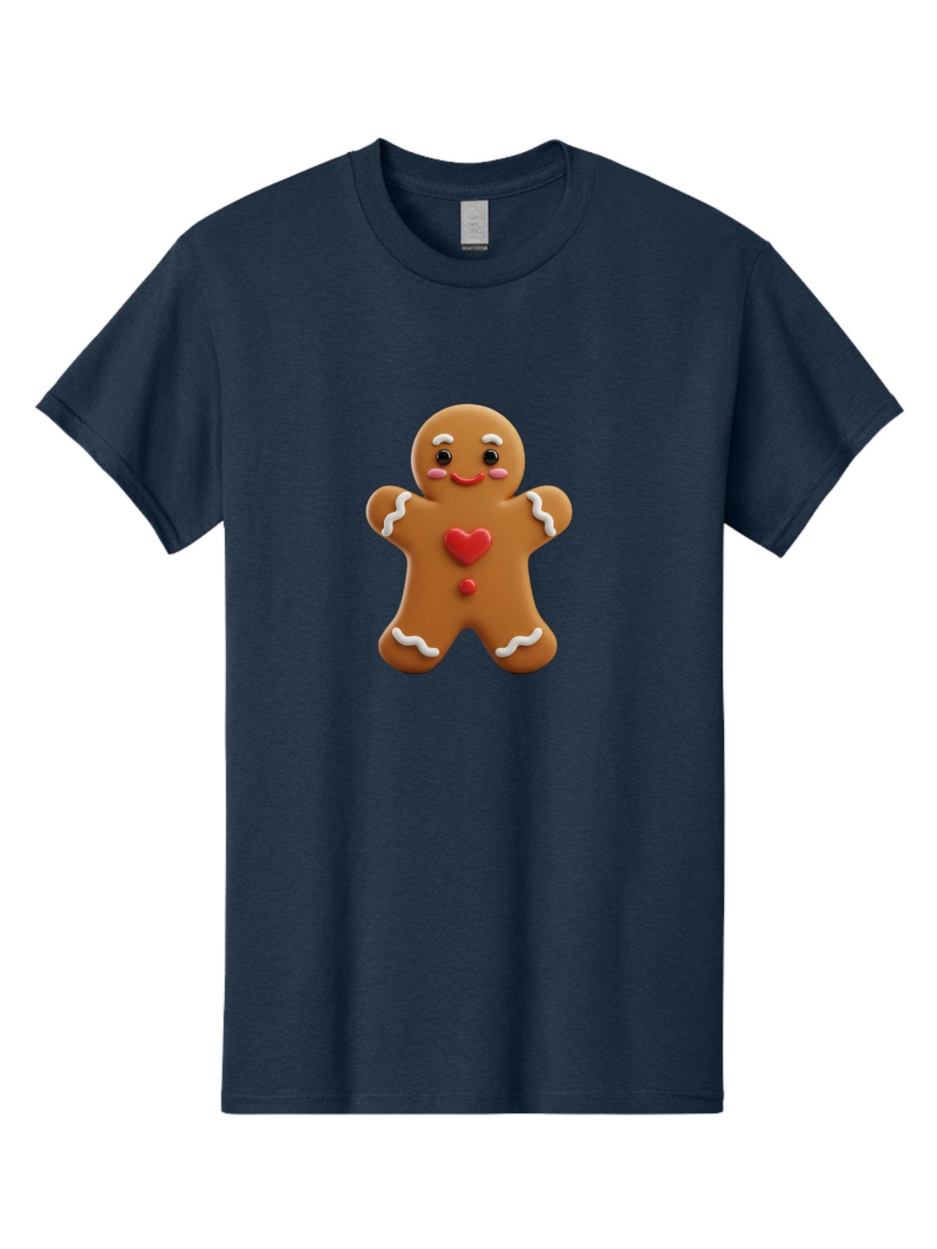 Gingerbread-Man-8 Men'S Graphic Tee, 100% Cotton, Comfortable Casual Summer Wear, Machine Washable, 3D Gingerbread Man, Festive Holiday Treat, Cartoon Character, White Icing Details, Red Heart Decoration, Sweet Indulgence, Christmas Cookie, Bab956 8