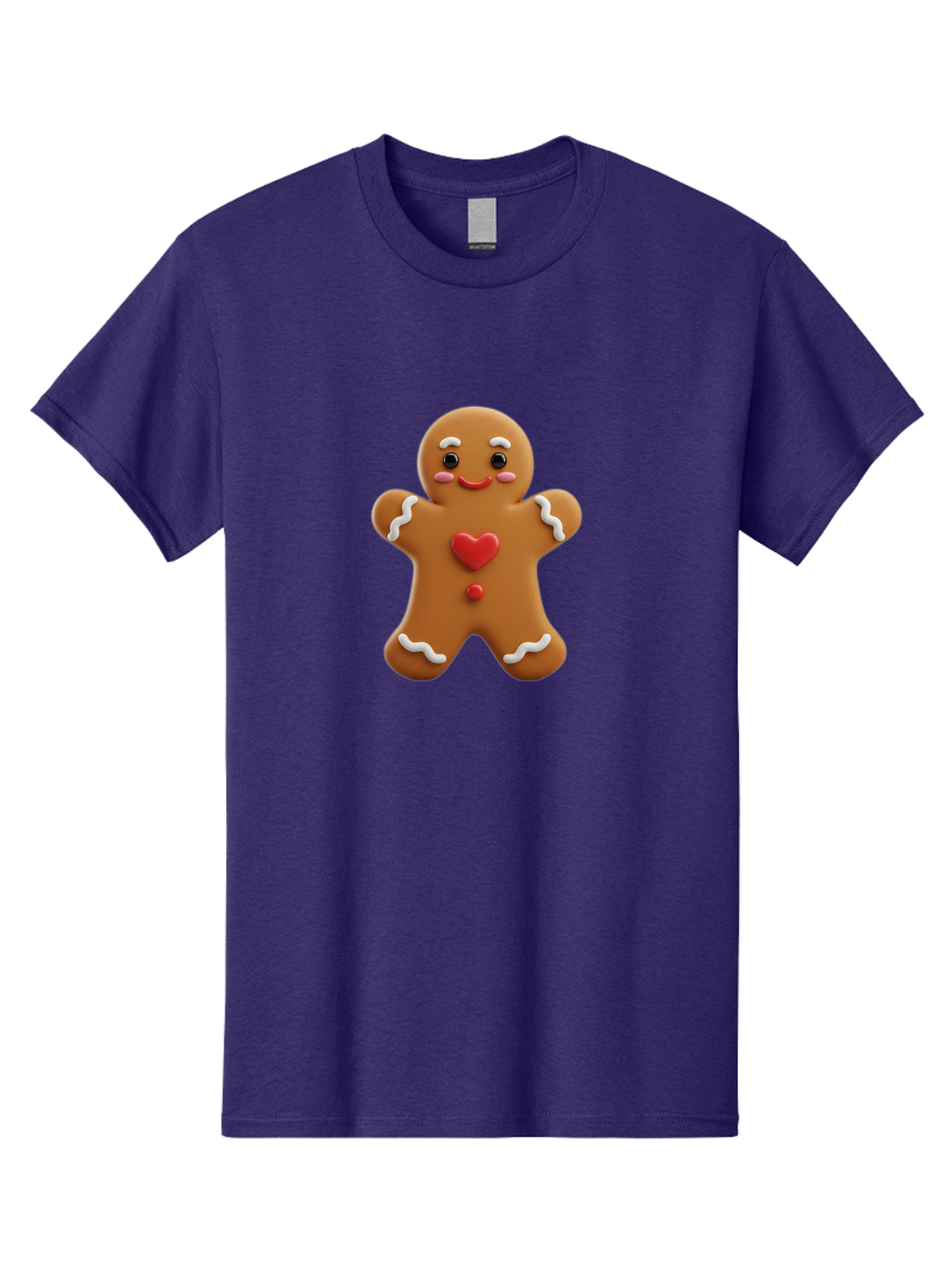 Gingerbread-Man-8 Men'S Graphic Tee, 100% Cotton, Comfortable Casual Summer Wear, Machine Washable, 3D Gingerbread Man, Festive Holiday Treat, Cartoon Character, White Icing Details, Red Heart Decoration, Sweet Indulgence, Christmas Cookie, Bab956