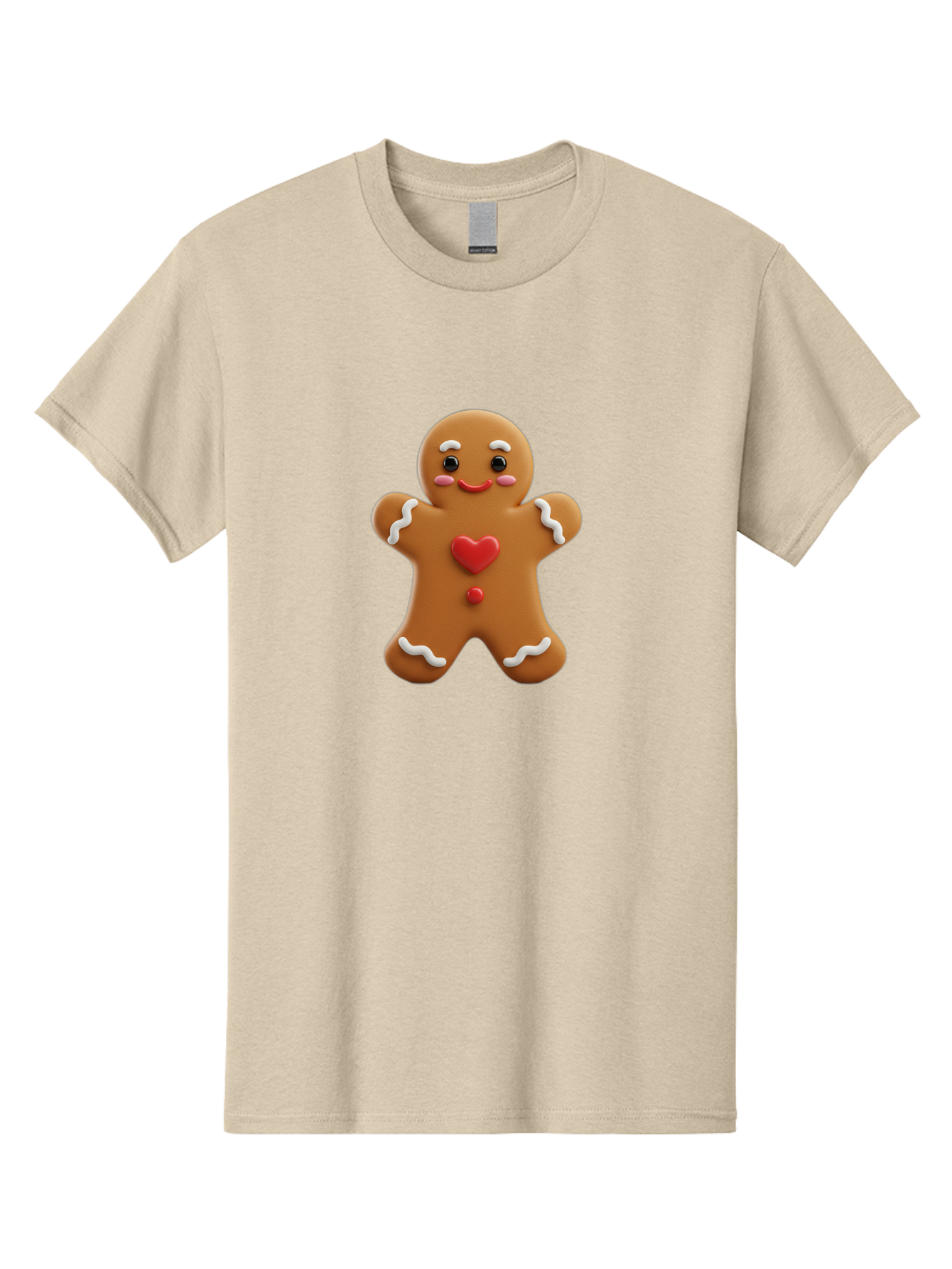 Gingerbread-Man-8 Men'S Graphic Tee, 100% Cotton, Comfortable Casual Summer Wear, Machine Washable, 3D Gingerbread Man, Festive Holiday Treat, Cartoon Character, White Icing Details, Red Heart Decoration, Sweet Indulgence, Christmas Cookie, Bab956 15