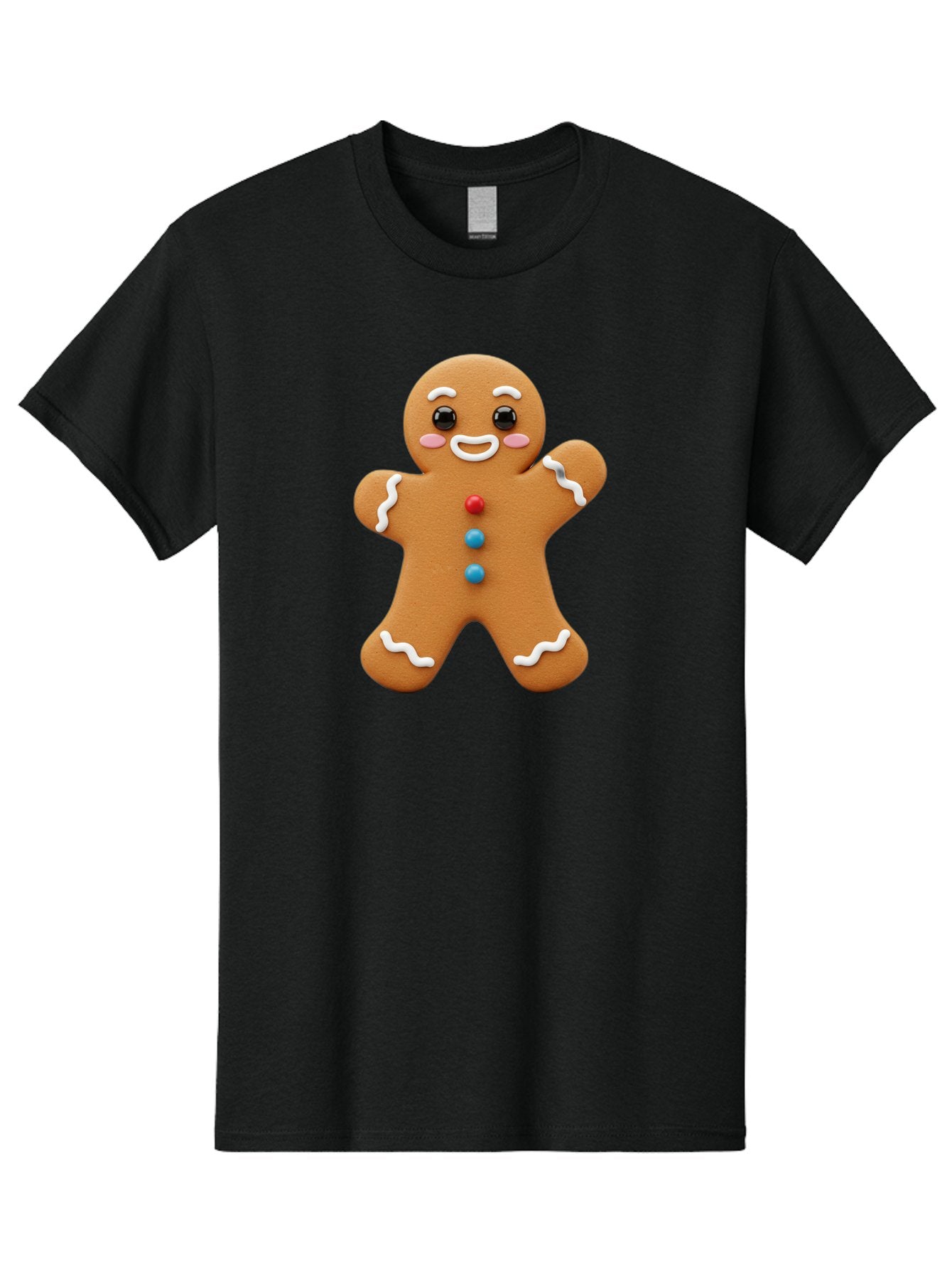 Gingerbread-Man Men'S Graphic Tee, 100% Cotton, Comfortable Casual Summer Wear, Machine Washable, Gingerbread Man, Sweet Treats, Holiday Baking, Cartoon Character, Friendly Face, White Icing, Colorful Buttons, Festive Decorations, Bab958 8