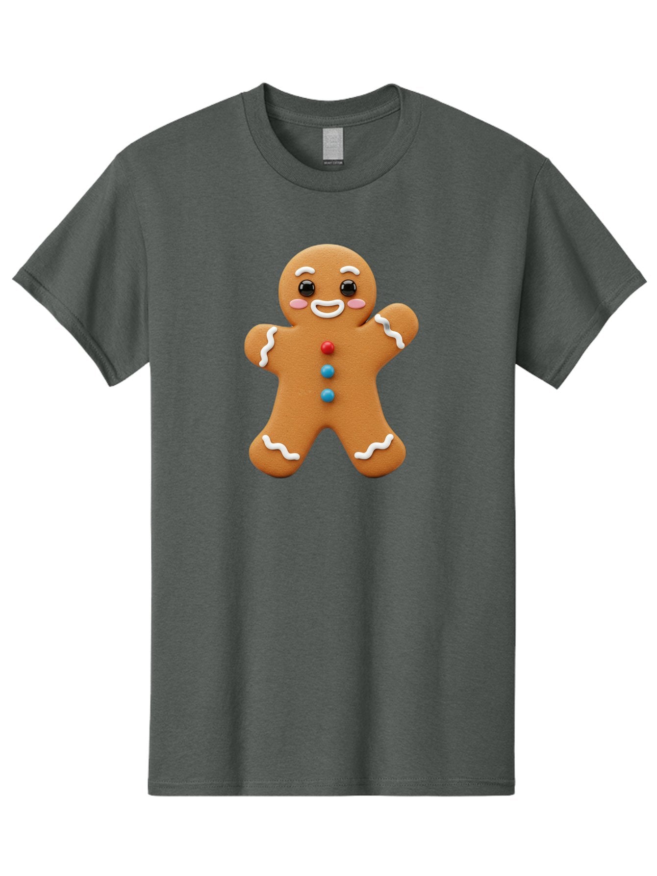 Gingerbread-Man Men'S Graphic Tee, 100% Cotton, Comfortable Casual Summer Wear, Machine Washable, Gingerbread Man, Sweet Treats, Holiday Baking, Cartoon Character, Friendly Face, White Icing, Colorful Buttons, Festive Decorations, Bab958 6