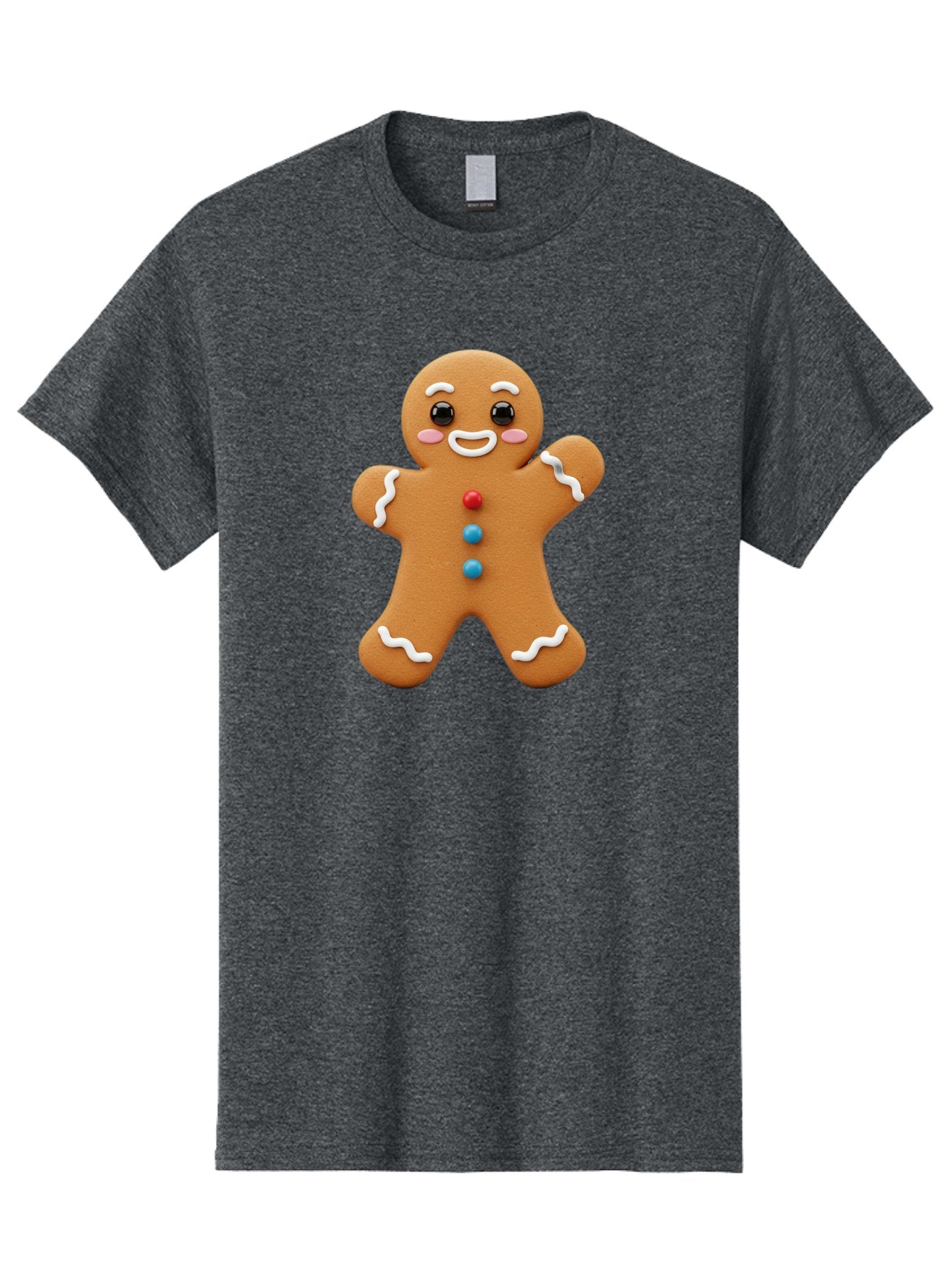 Gingerbread-Man Men'S Graphic Tee, 100% Cotton, Comfortable Casual Summer Wear, Machine Washable, Gingerbread Man, Sweet Treats, Holiday Baking, Cartoon Character, Friendly Face, White Icing, Colorful Buttons, Festive Decorations, Bab958 5
