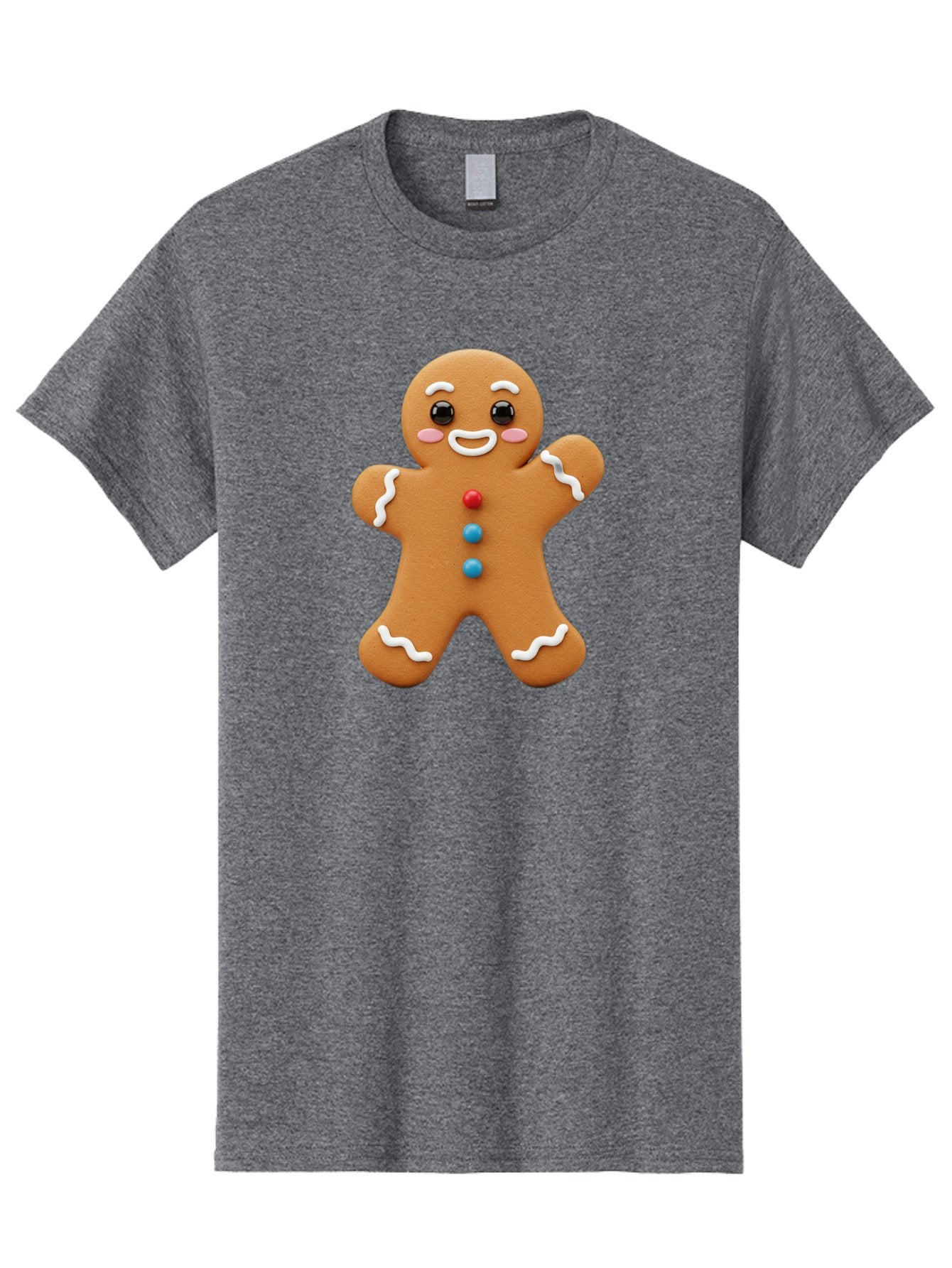Gingerbread-Man Men'S Graphic Tee, 100% Cotton, Comfortable Casual Summer Wear, Machine Washable, Gingerbread Man, Sweet Treats, Holiday Baking, Cartoon Character, Friendly Face, White Icing, Colorful Buttons, Festive Decorations, Bab958 12