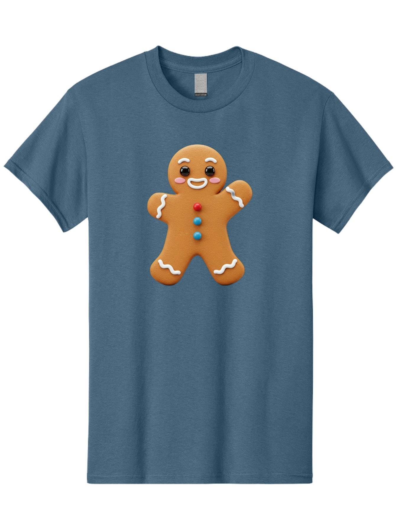 Gingerbread-Man Men'S Graphic Tee, 100% Cotton, Comfortable Casual Summer Wear, Machine Washable, Gingerbread Man, Sweet Treats, Holiday Baking, Cartoon Character, Friendly Face, White Icing, Colorful Buttons, Festive Decorations, Bab958 7