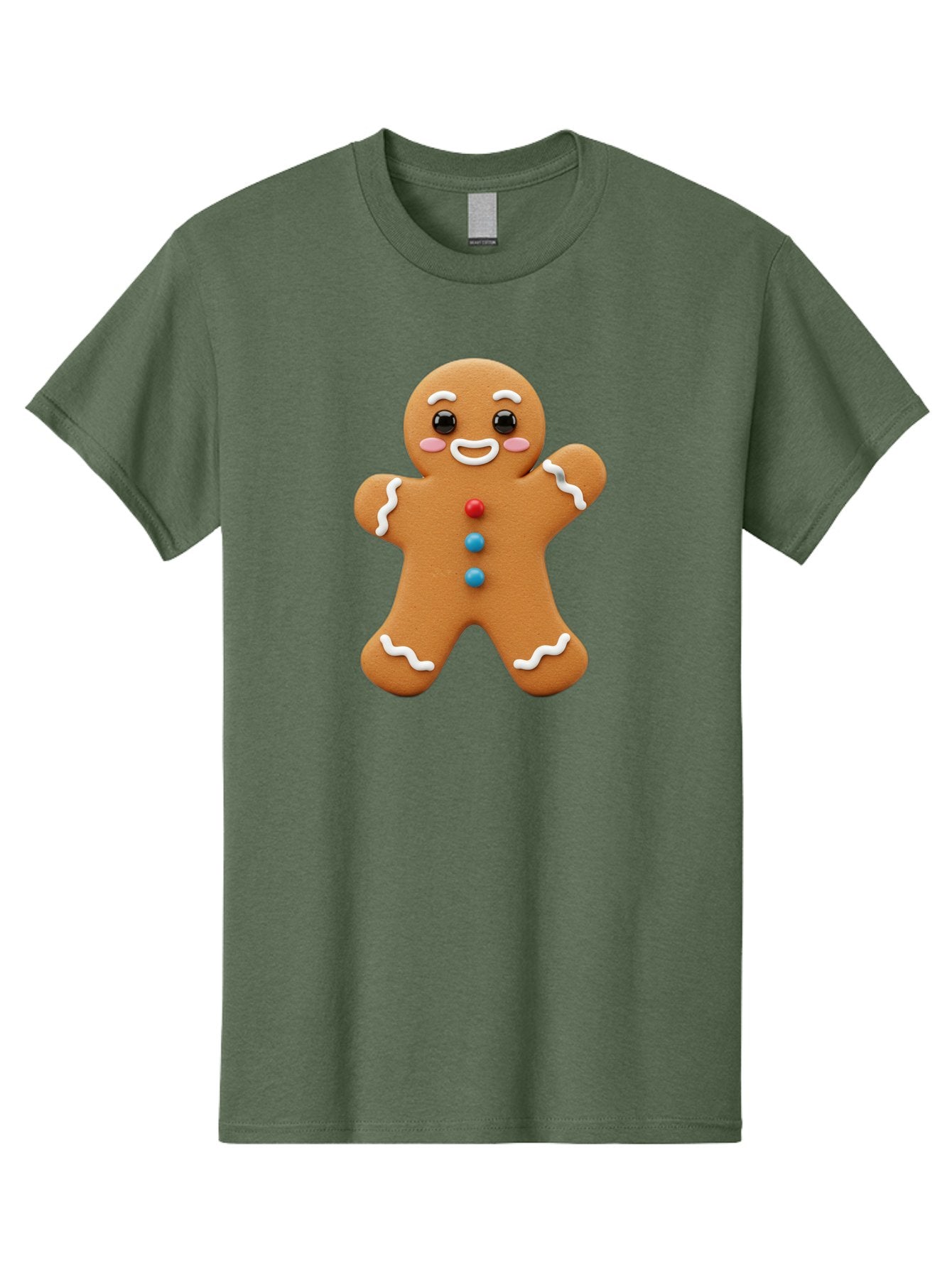 Gingerbread-Man Men'S Graphic Tee, 100% Cotton, Comfortable Casual Summer Wear, Machine Washable, Gingerbread Man, Sweet Treats, Holiday Baking, Cartoon Character, Friendly Face, White Icing, Colorful Buttons, Festive Decorations, Bab958 9