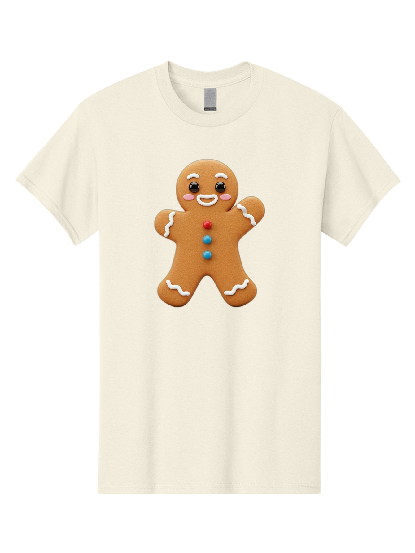 Gingerbread-Man Men'S Graphic Tee, 100% Cotton, Comfortable Casual Summer Wear, Machine Washable, Gingerbread Man, Sweet Treats, Holiday Baking, Cartoon Character, Friendly Face, White Icing, Colorful Buttons, Festive Decorations, Bab958 4