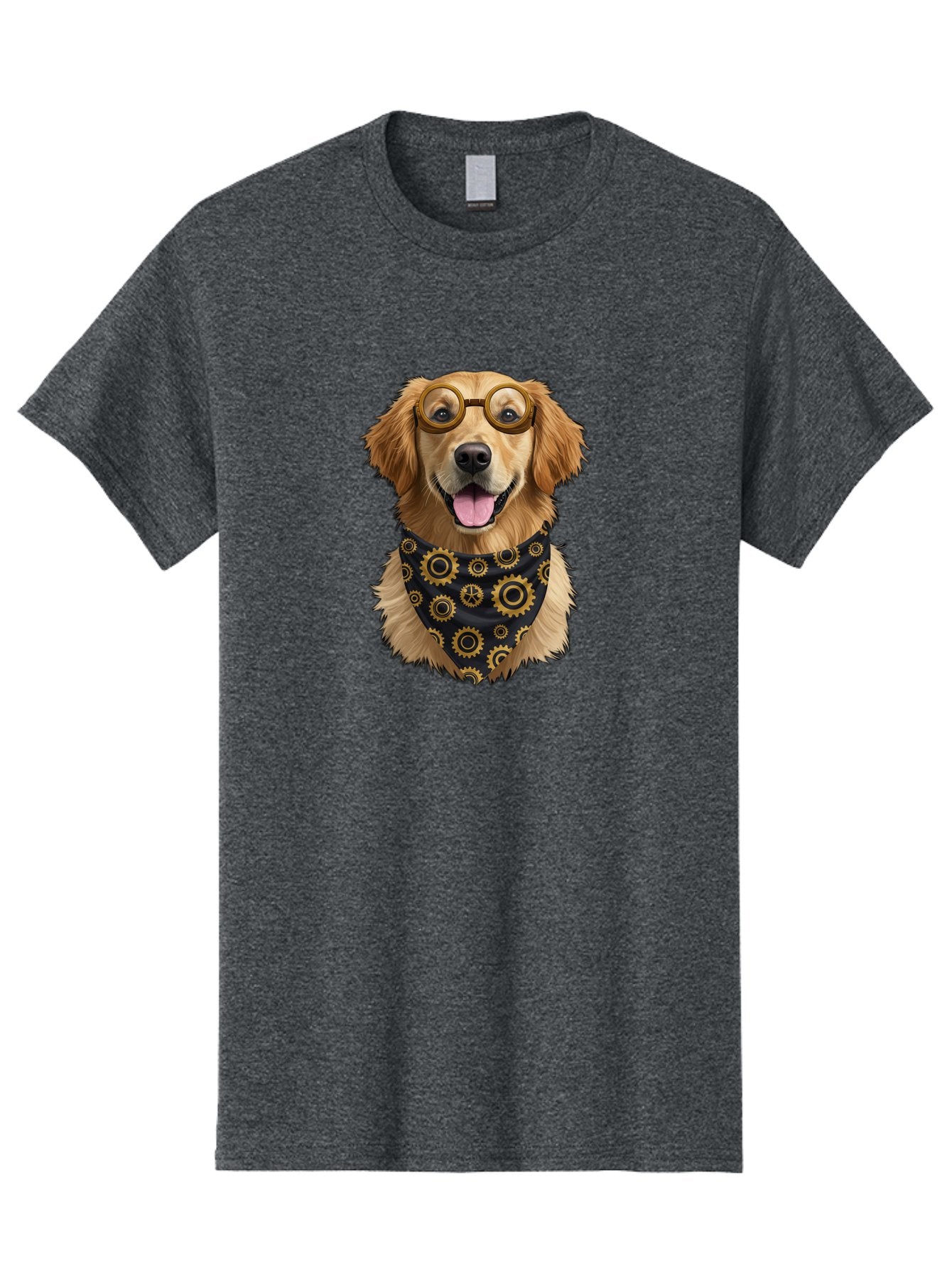 Goggles-Dog Men'S Graphic Tee, 100% Cotton, Comfortable Casual Summer Wear, Machine Washable, Steampunk Dog, Golden Retriever, Goggles, Bandana, Gears, Steampunk Style, Vintage, Eccentric, Quirky, Mechanical, Imaginative, Fantasy, Creative Bab963 15