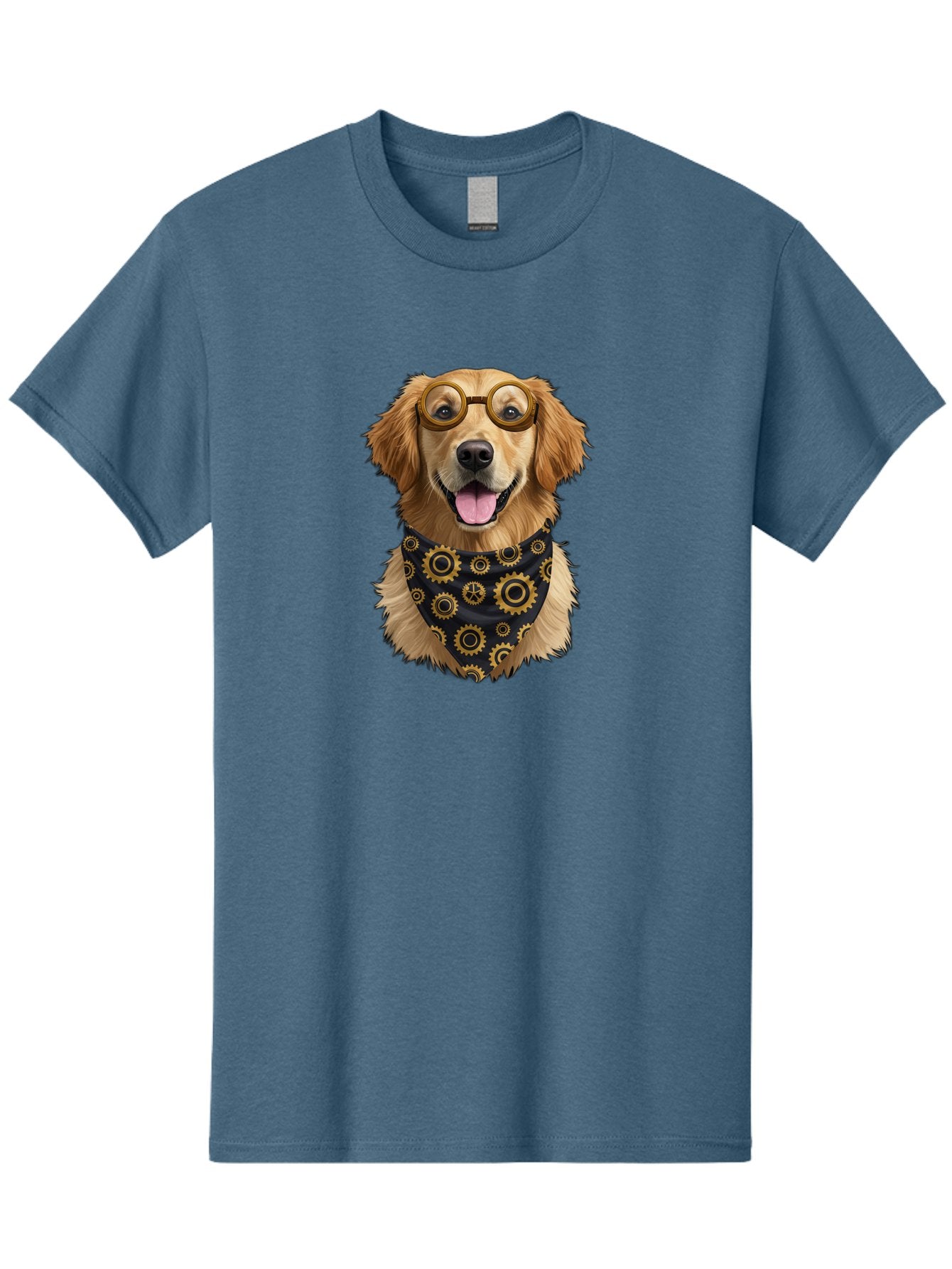 Goggles-Dog Men'S Graphic Tee, 100% Cotton, Comfortable Casual Summer Wear, Machine Washable, Steampunk Dog, Golden Retriever, Goggles, Bandana, Gears, Steampunk Style, Vintage, Eccentric, Quirky, Mechanical, Imaginative, Fantasy, Creative Bab963 14