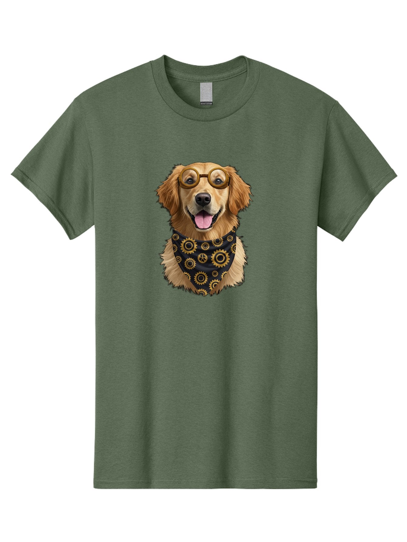 Goggles-Dog Men'S Graphic Tee, 100% Cotton, Comfortable Casual Summer Wear, Machine Washable, Steampunk Dog, Golden Retriever, Goggles, Bandana, Gears, Steampunk Style, Vintage, Eccentric, Quirky, Mechanical, Imaginative, Fantasy, Creative Bab963 11