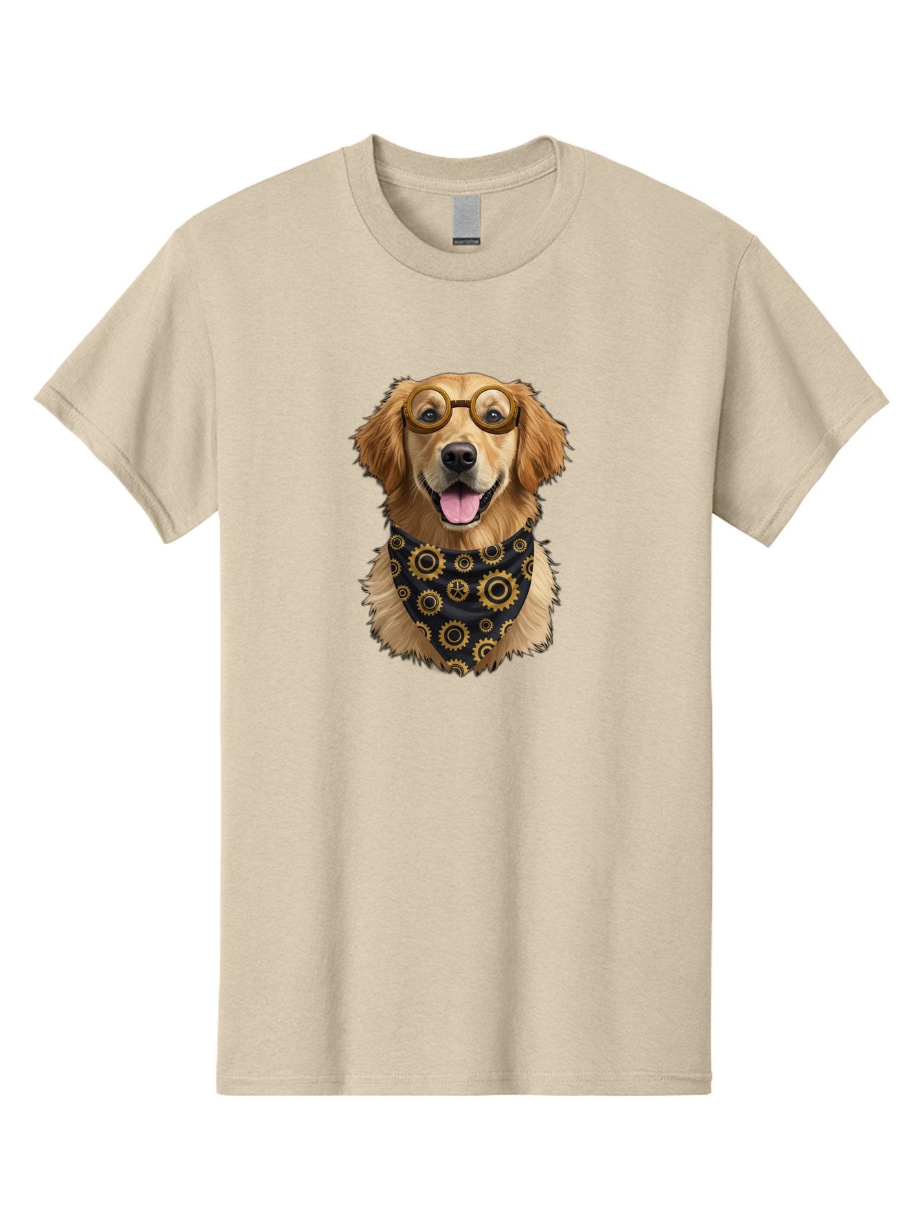 Goggles-Dog Men'S Graphic Tee, 100% Cotton, Comfortable Casual Summer Wear, Machine Washable, Steampunk Dog, Golden Retriever, Goggles, Bandana, Gears, Steampunk Style, Vintage, Eccentric, Quirky, Mechanical, Imaginative, Fantasy, Creative Bab963 13