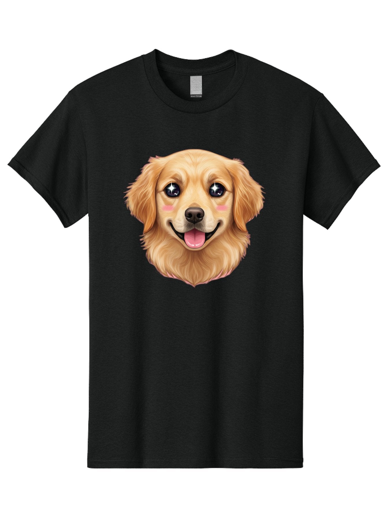 Golden-Dog-Head Men'S Graphic Tee, 100% Cotton, Comfortable Casual Summer Wear, Machine Washable, Cartoon Dog Face, Golden Retriever, Cute Dog, Dog Eyes, Sparkle Eyes, Happy Dog, Dog Smile, Playful Dog, Dog Illustration, Kawaii Dog, Bab964 14