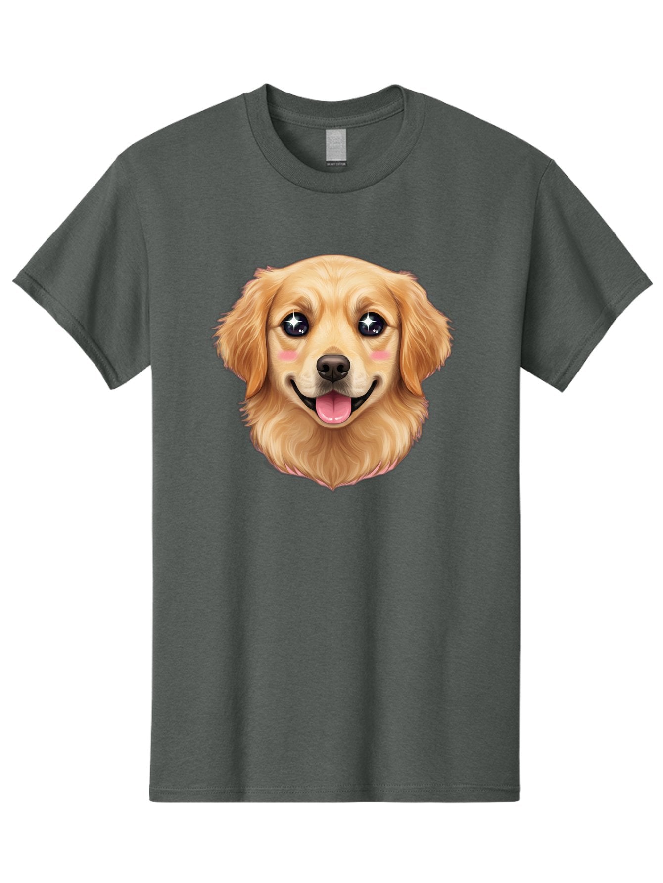 Golden-Dog-Head Men'S Graphic Tee, 100% Cotton, Comfortable Casual Summer Wear, Machine Washable, Cartoon Dog Face, Golden Retriever, Cute Dog, Dog Eyes, Sparkle Eyes, Happy Dog, Dog Smile, Playful Dog, Dog Illustration, Kawaii Dog, Bab964 12