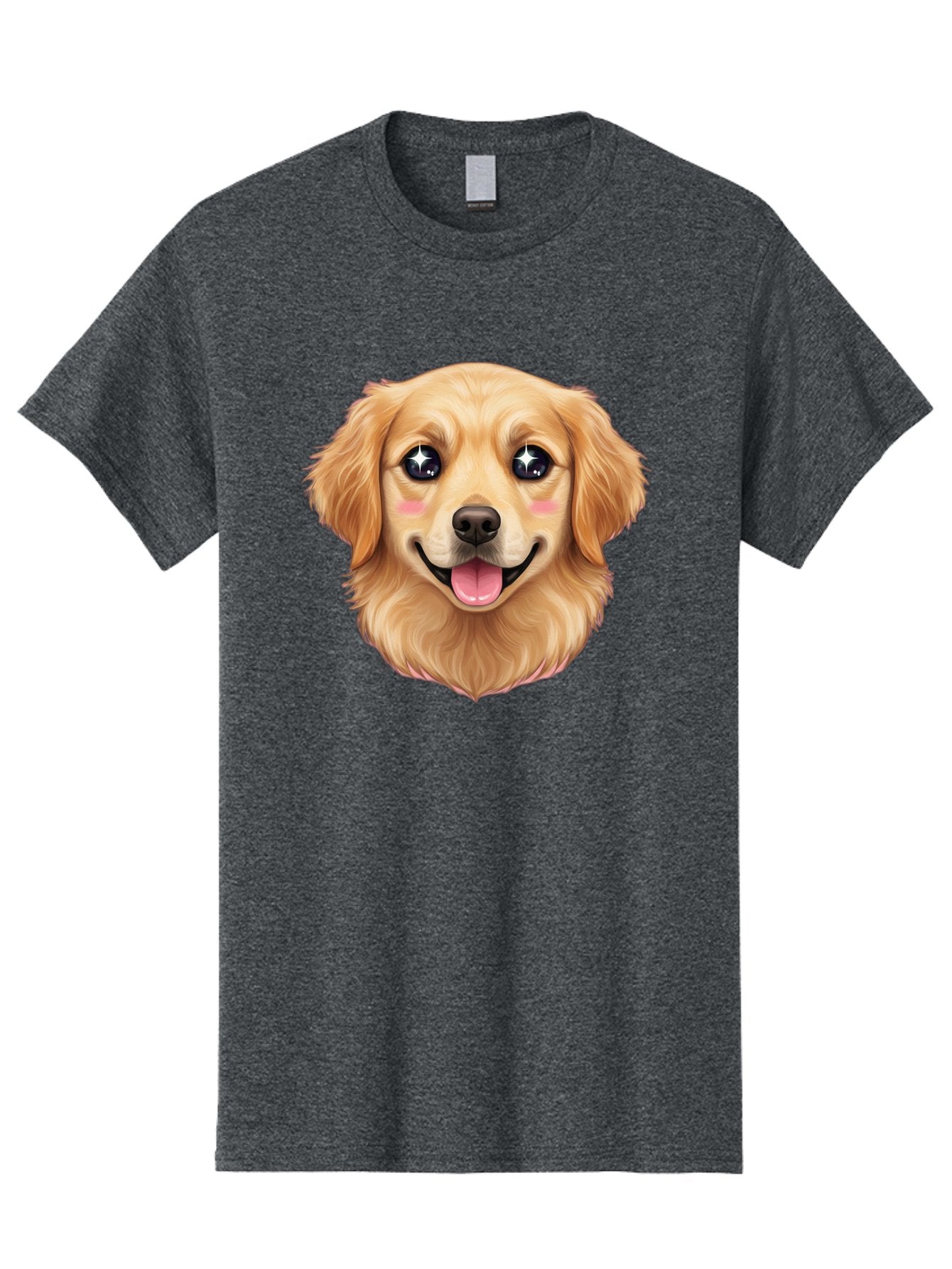 Golden-Dog-Head Men'S Graphic Tee, 100% Cotton, Comfortable Casual Summer Wear, Machine Washable, Cartoon Dog Face, Golden Retriever, Cute Dog, Dog Eyes, Sparkle Eyes, Happy Dog, Dog Smile, Playful Dog, Dog Illustration, Kawaii Dog, Bab964 8