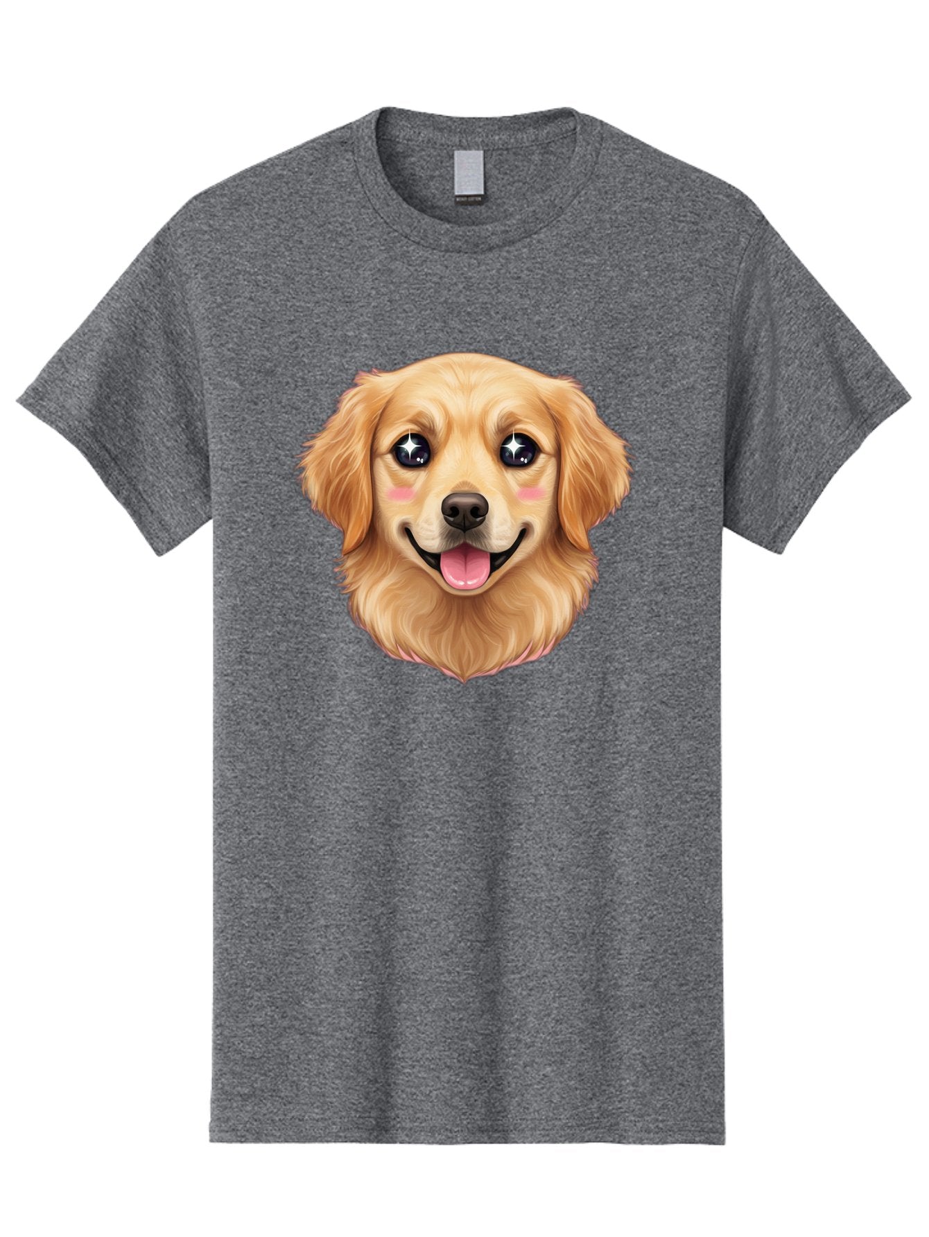 Golden-Dog-Head Men'S Graphic Tee, 100% Cotton, Comfortable Casual Summer Wear, Machine Washable, Cartoon Dog Face, Golden Retriever, Cute Dog, Dog Eyes, Sparkle Eyes, Happy Dog, Dog Smile, Playful Dog, Dog Illustration, Kawaii Dog, Bab964 6