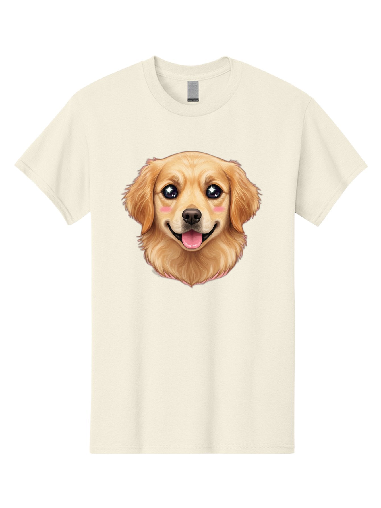 Golden-Dog-Head Men'S Graphic Tee, 100% Cotton, Comfortable Casual Summer Wear, Machine Washable, Cartoon Dog Face, Golden Retriever, Cute Dog, Dog Eyes, Sparkle Eyes, Happy Dog, Dog Smile, Playful Dog, Dog Illustration, Kawaii Dog, Bab964 9