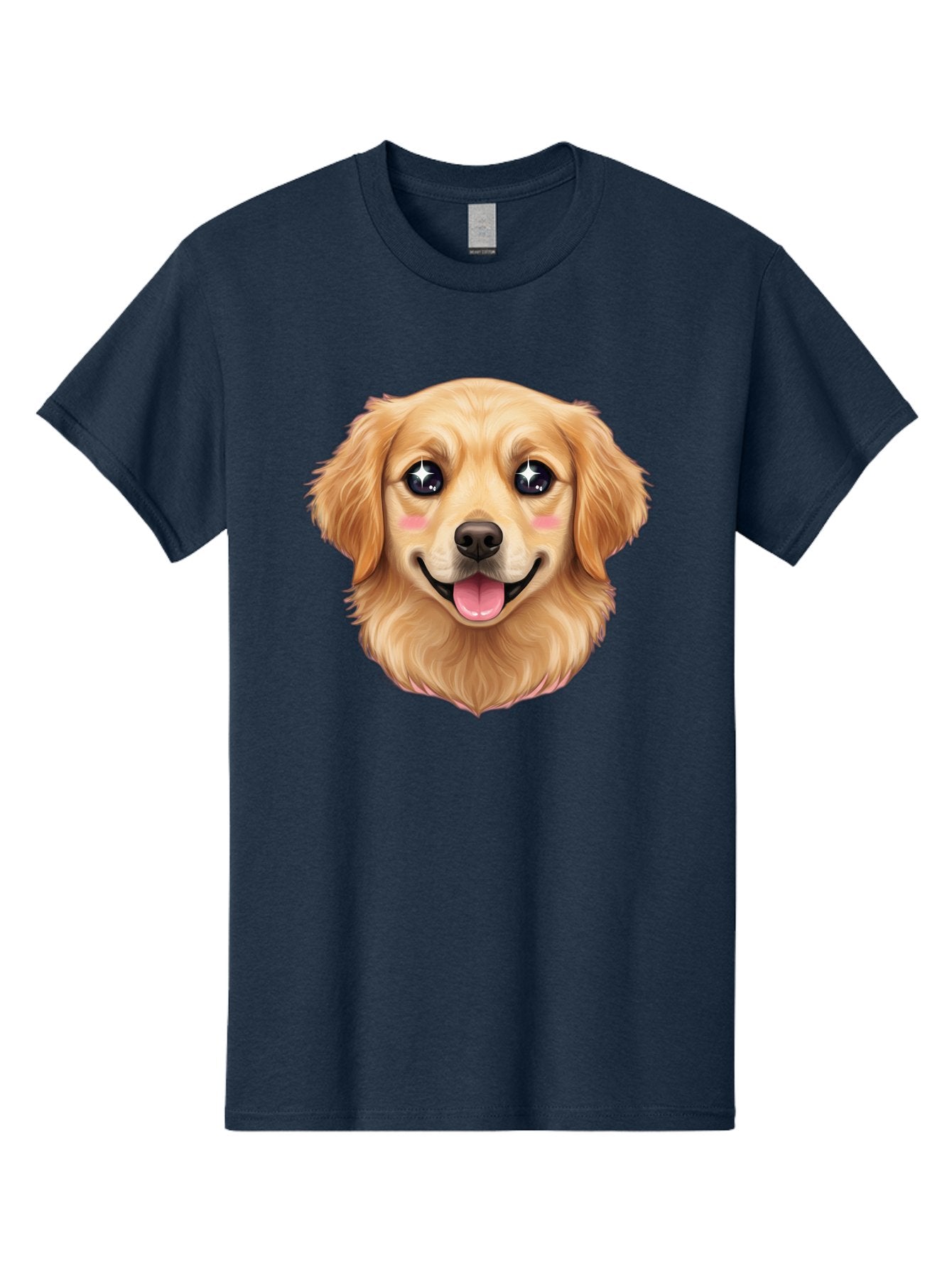 Golden-Dog-Head Men'S Graphic Tee, 100% Cotton, Comfortable Casual Summer Wear, Machine Washable, Cartoon Dog Face, Golden Retriever, Cute Dog, Dog Eyes, Sparkle Eyes, Happy Dog, Dog Smile, Playful Dog, Dog Illustration, Kawaii Dog, Bab964 10