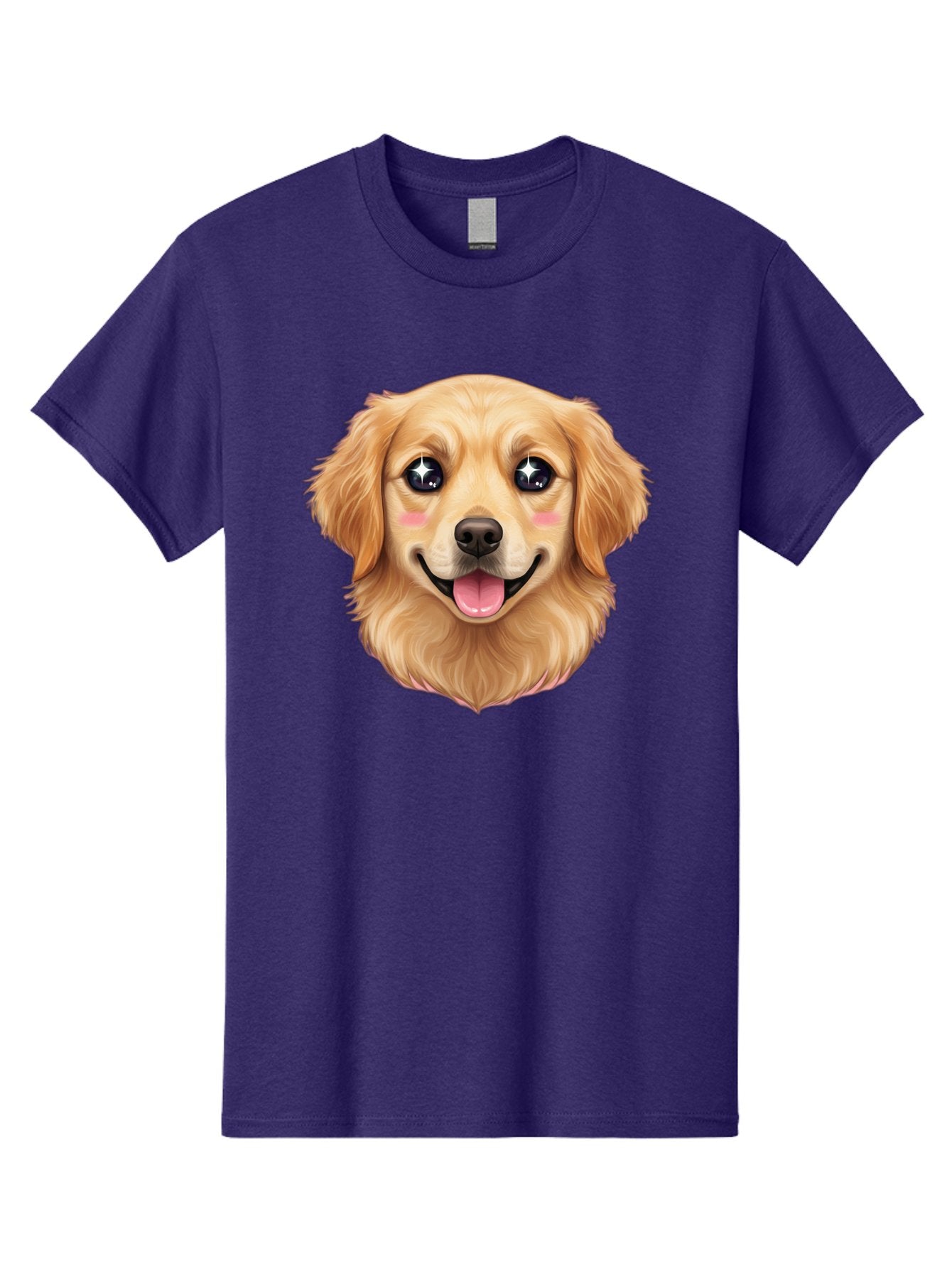 Golden-Dog-Head Men'S Graphic Tee, 100% Cotton, Comfortable Casual Summer Wear, Machine Washable, Cartoon Dog Face, Golden Retriever, Cute Dog, Dog Eyes, Sparkle Eyes, Happy Dog, Dog Smile, Playful Dog, Dog Illustration, Kawaii Dog, Bab964 13