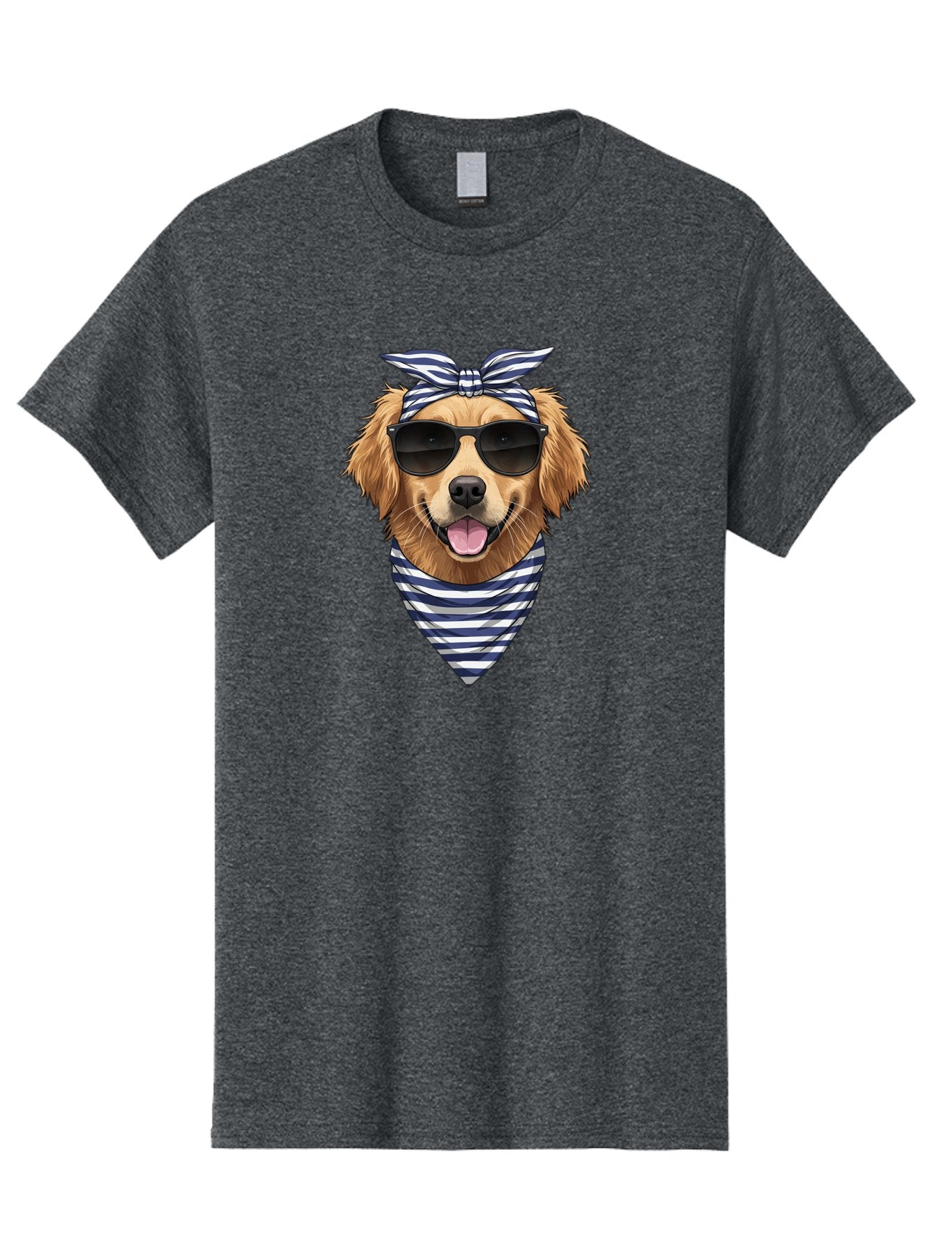 Golden-Dog Men'S Graphic Tee, 100% Cotton, Comfortable Casual Summer Wear, Machine Washable, Cool Dog, Dog Wearing Sunglasses, Retro Dog, Dog With Bandana, Cute Canine, Happy Dog, Stylish Pup, Funny Animal Bab965 3