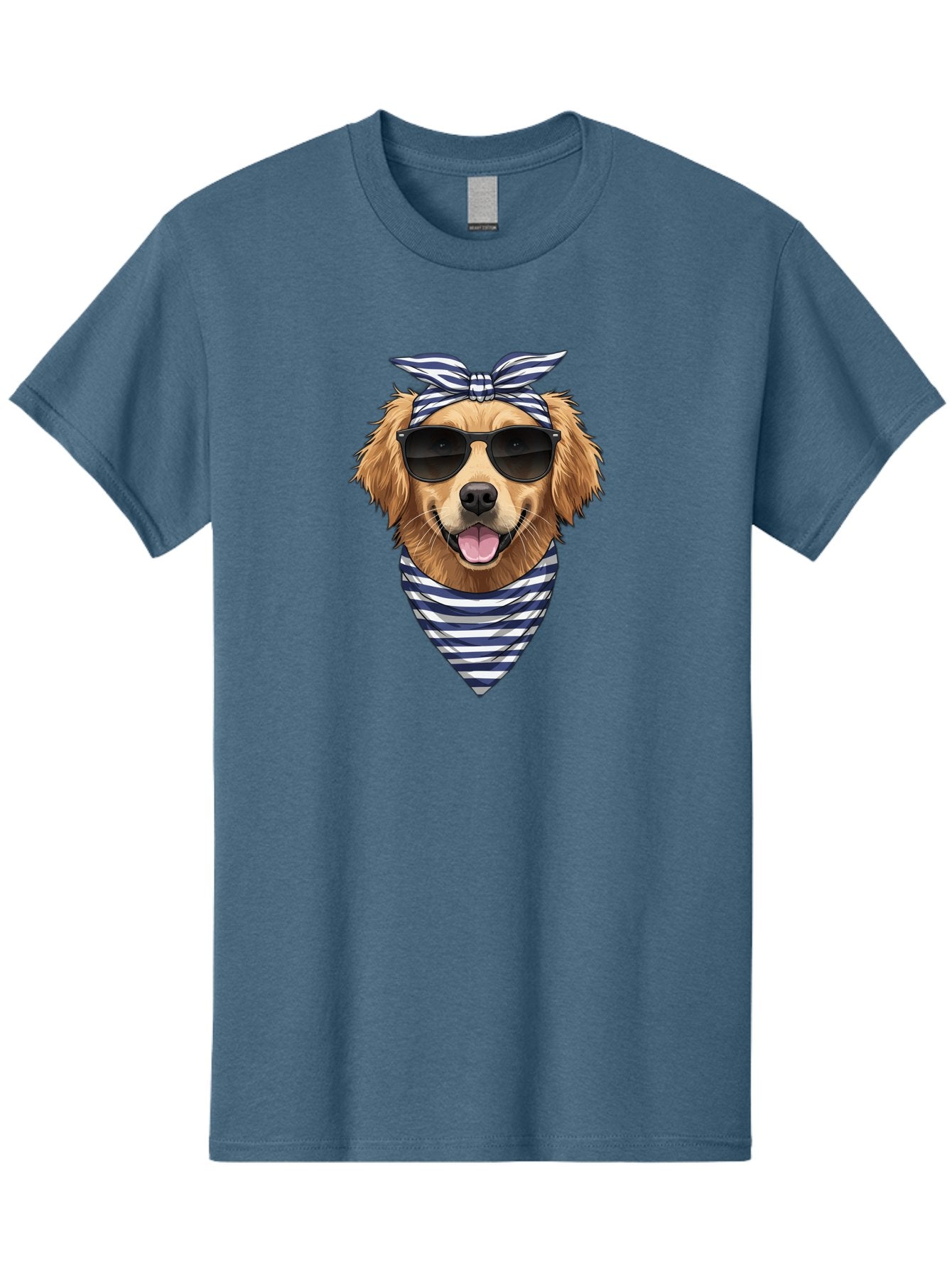 Golden-Dog Men'S Graphic Tee, 100% Cotton, Comfortable Casual Summer Wear, Machine Washable, Cool Dog, Dog Wearing Sunglasses, Retro Dog, Dog With Bandana, Cute Canine, Happy Dog, Stylish Pup, Funny Animal Bab965 14